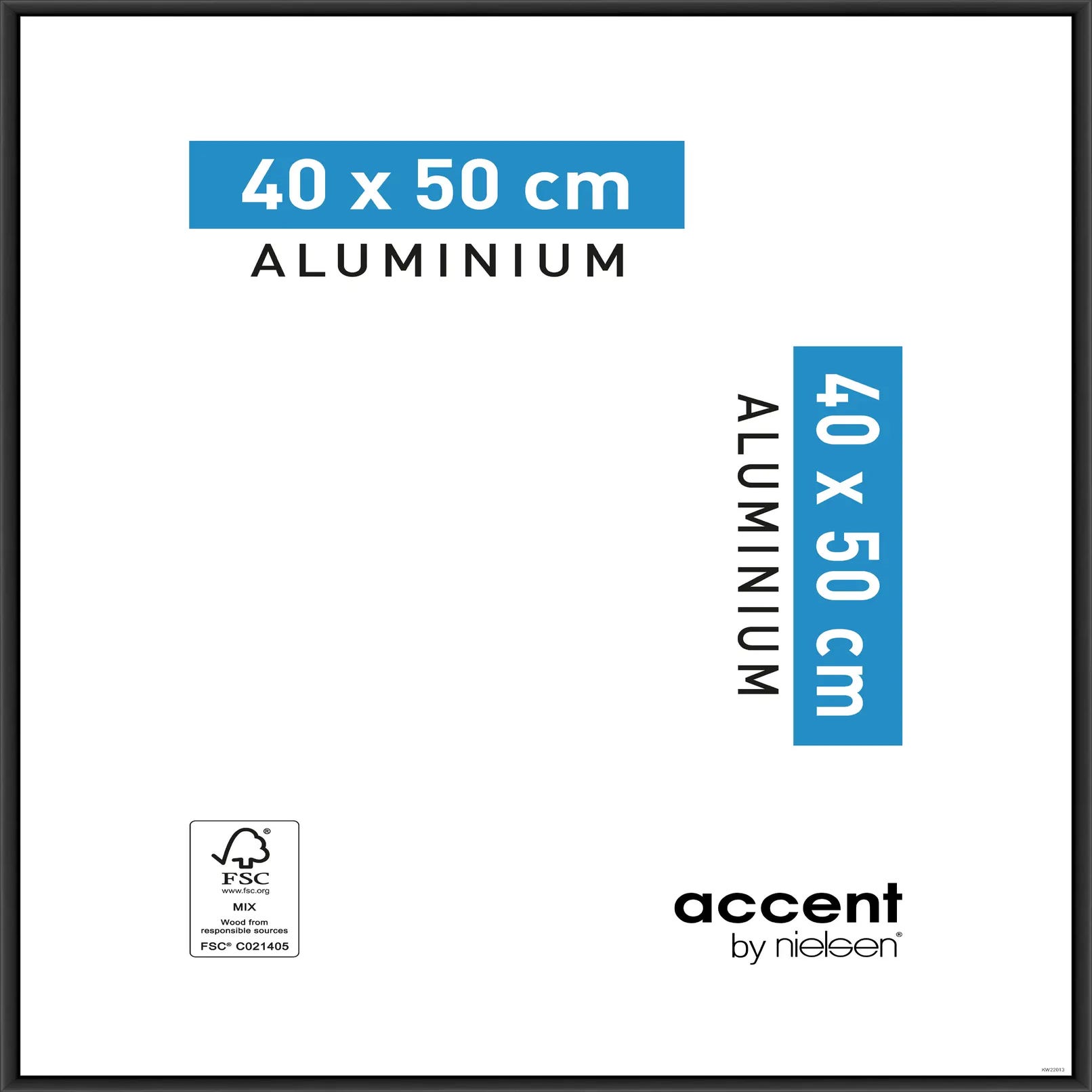Nielsen Marco de aluminio Pixel 40x50 cm - negro - Cristal estándar