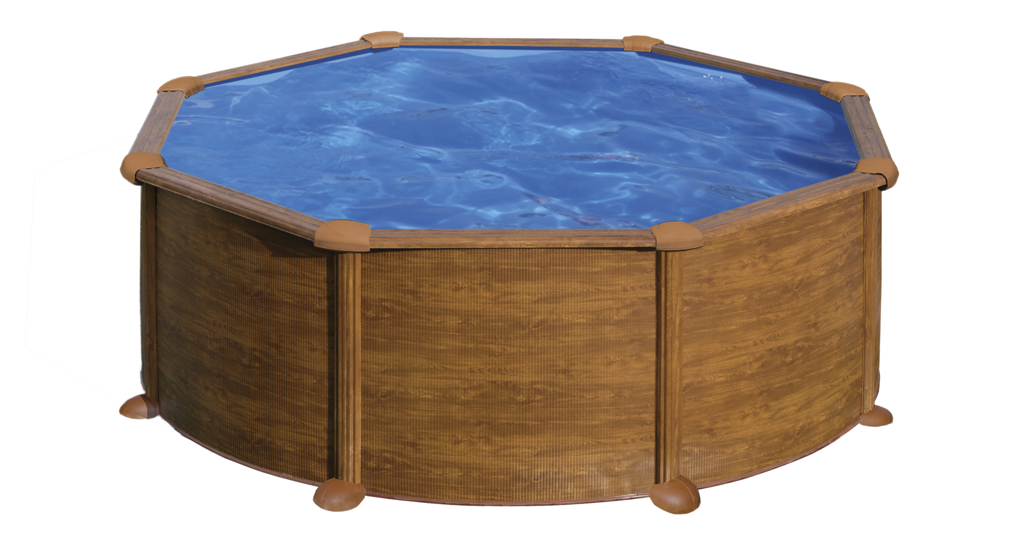 Piscina Desmontable De Acero Imitación Madera Redonda Gre Ø 3,5 X 1,32 M