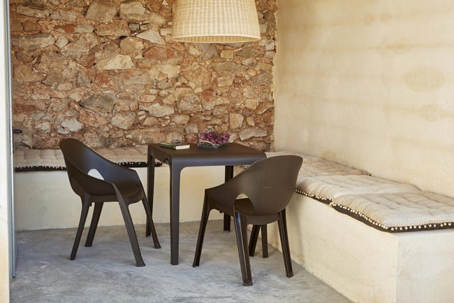 Conmemorativo Vacío tierra Conjunto de muebles de terraza Valencia-Gaudí de resina para 2 comensales | Leroy  Merlin
