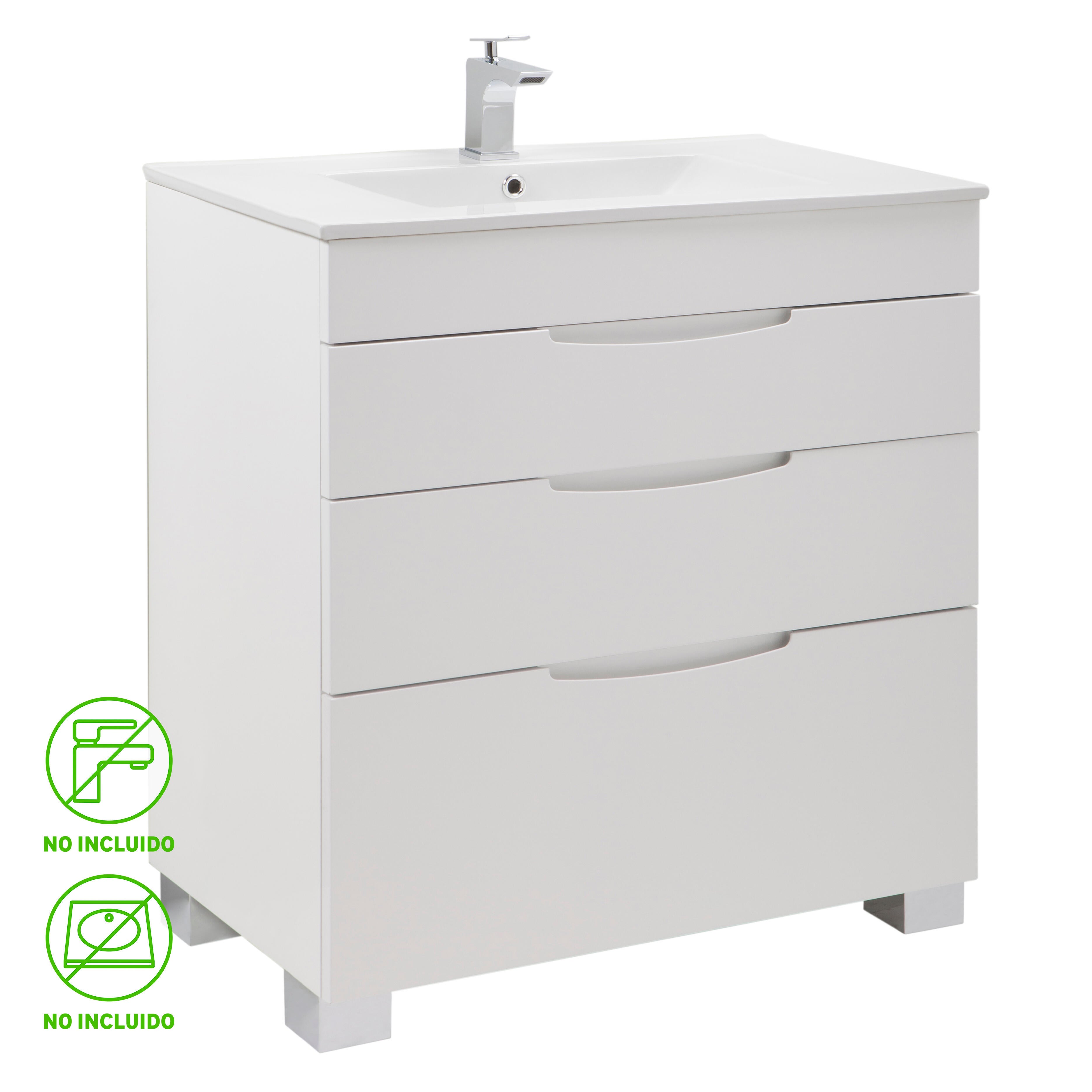 Mueble de baño asimétrico blanco 80x45 cm