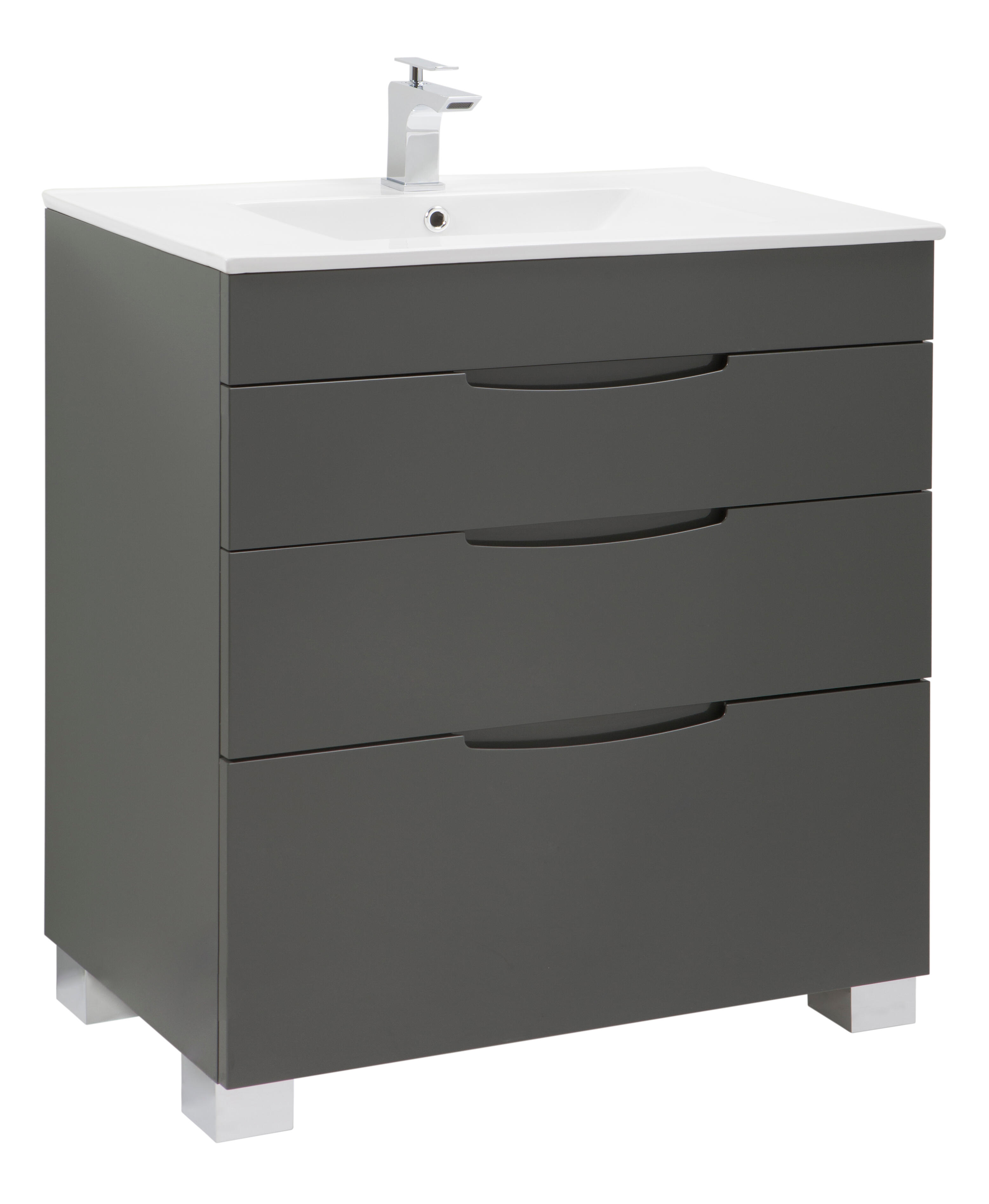 Mueble de baño asimétrico gris grafito 80x45 cm