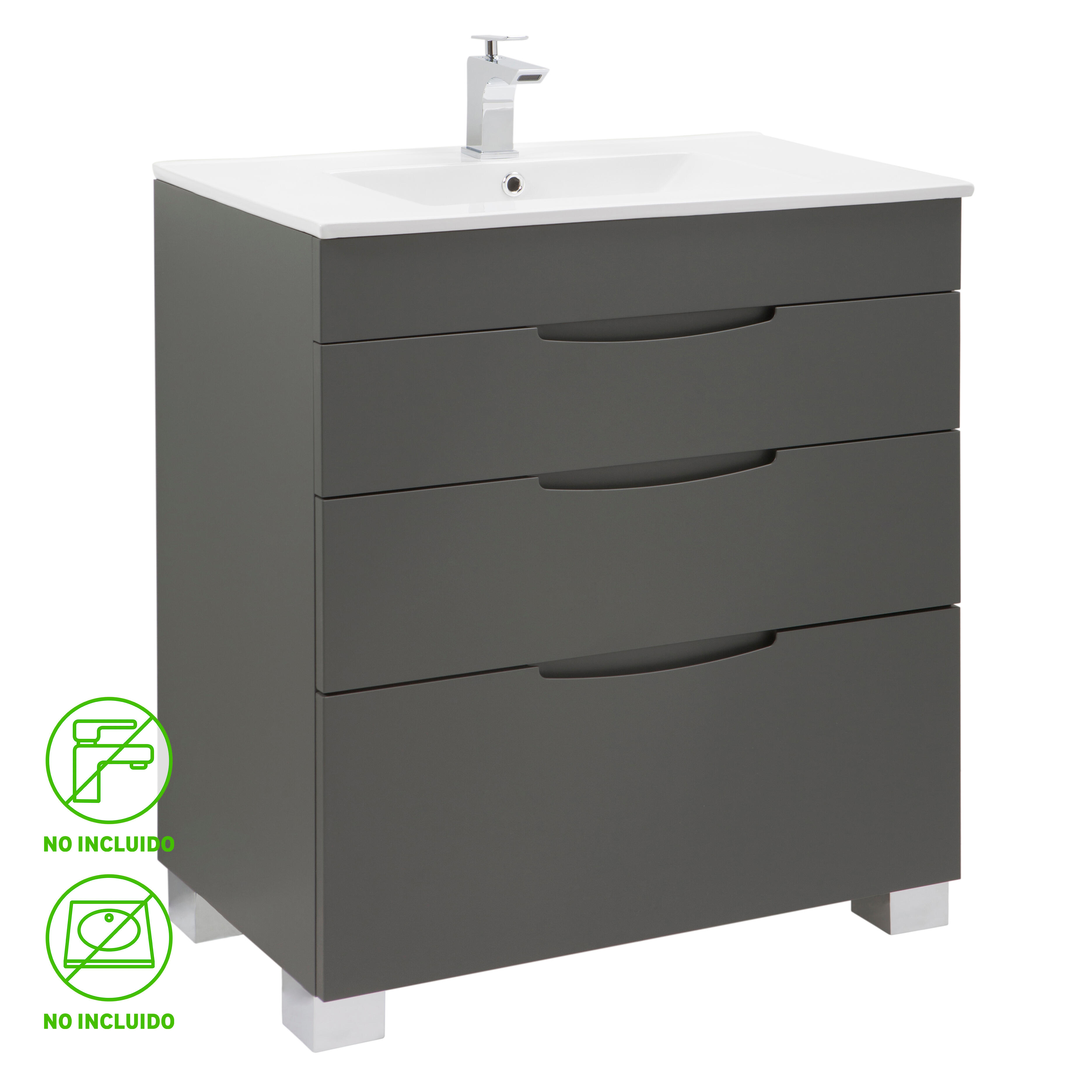 Mueble de baño asimétrico grafito 80x45 cm de la marca MAESTRE BAÑOS