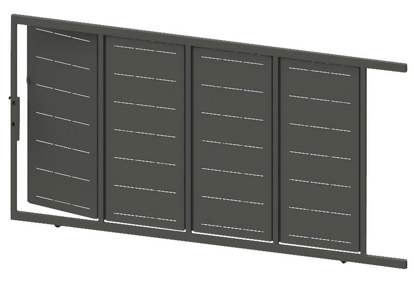 Puerta corredera+peatonal doorself lines gris forja 350x200 cm