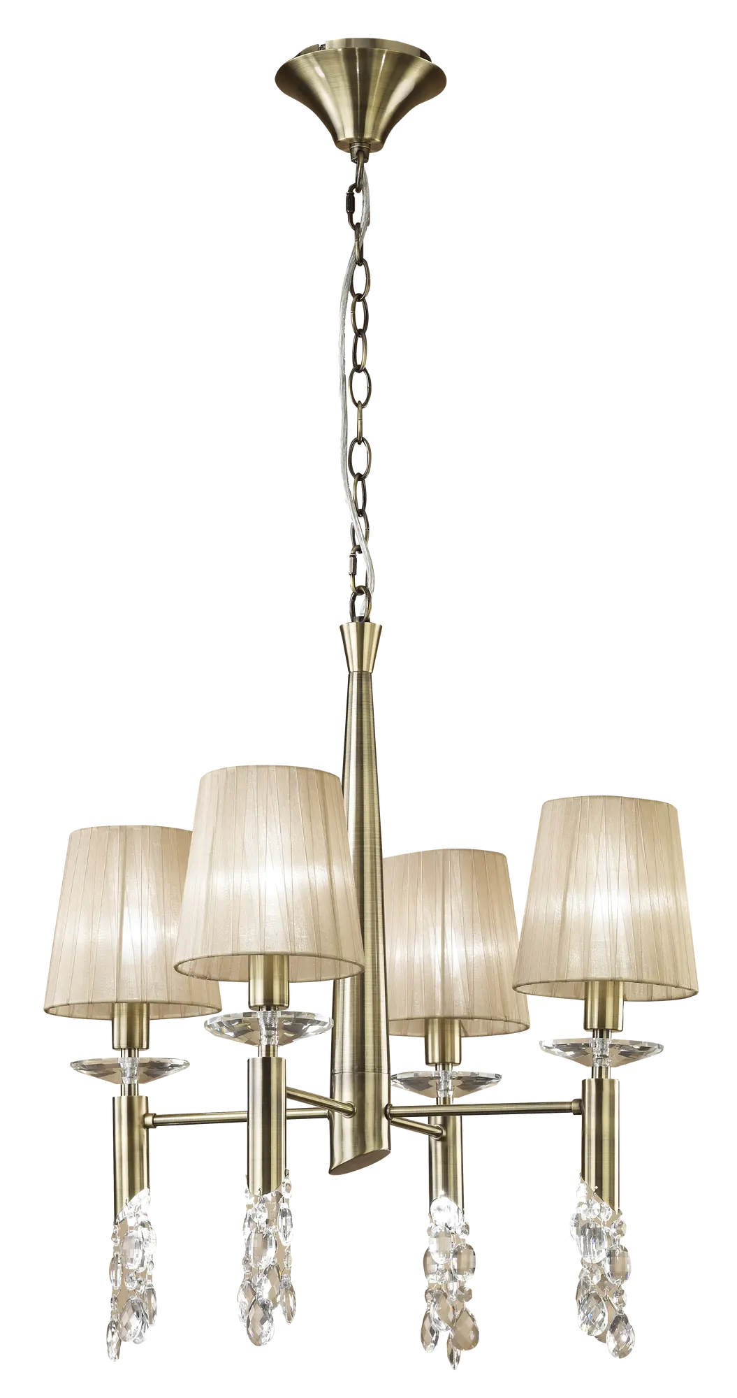 Lámpara de techo tiffany 4 luces e14 55 cm dorado
