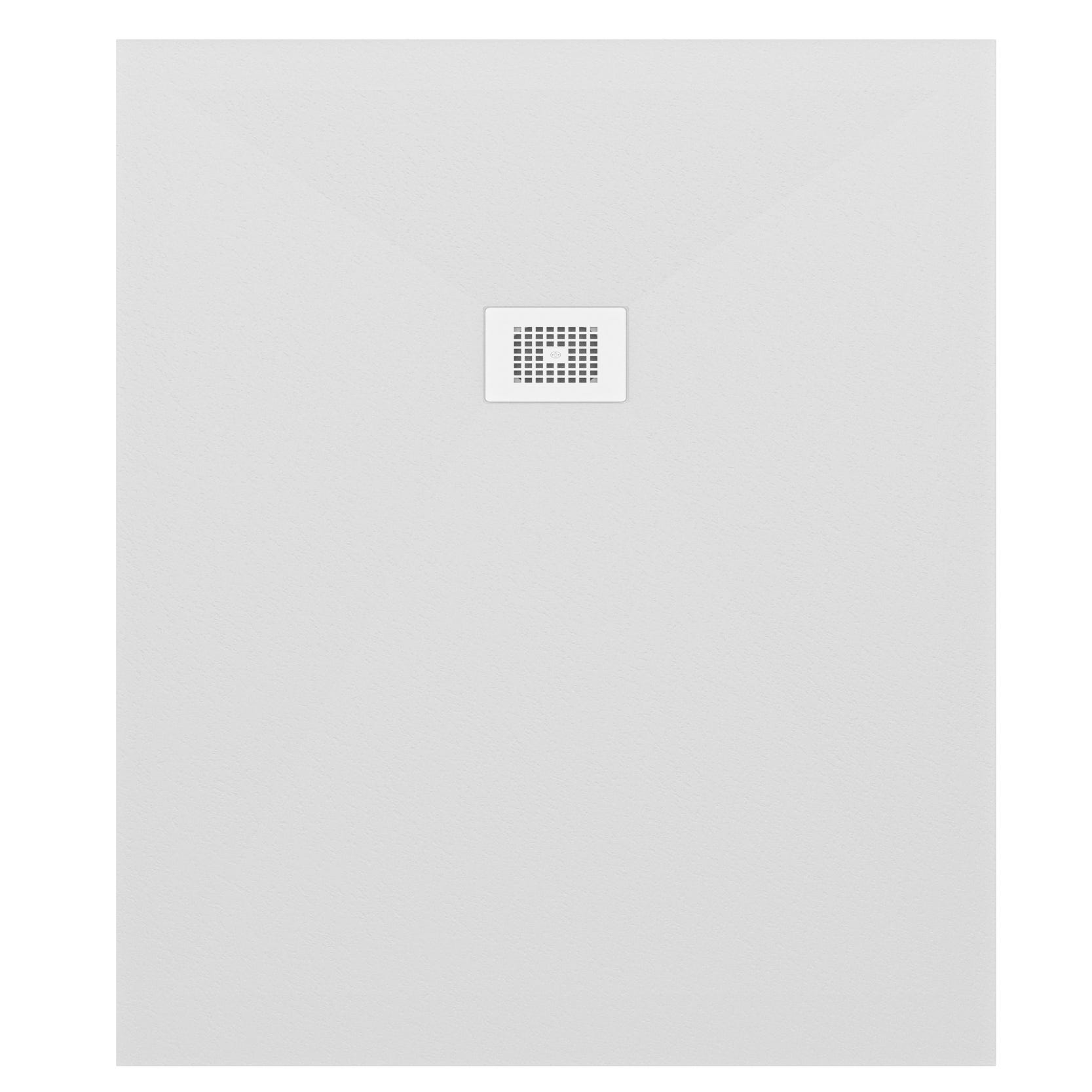 Plato Ducha de Resina Extraplano Efecto Marmol, 110 x 80 cm, Antideslizante Textura Lisa, Incluye Válvula de Desagüe y Rejilla, Marmol  Oscuro