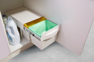 Cubo de basura / papelera polivalente con tapa cerrable, Muy grande,  Plástico resistente (PP), 50 l, Mats, Grafito
