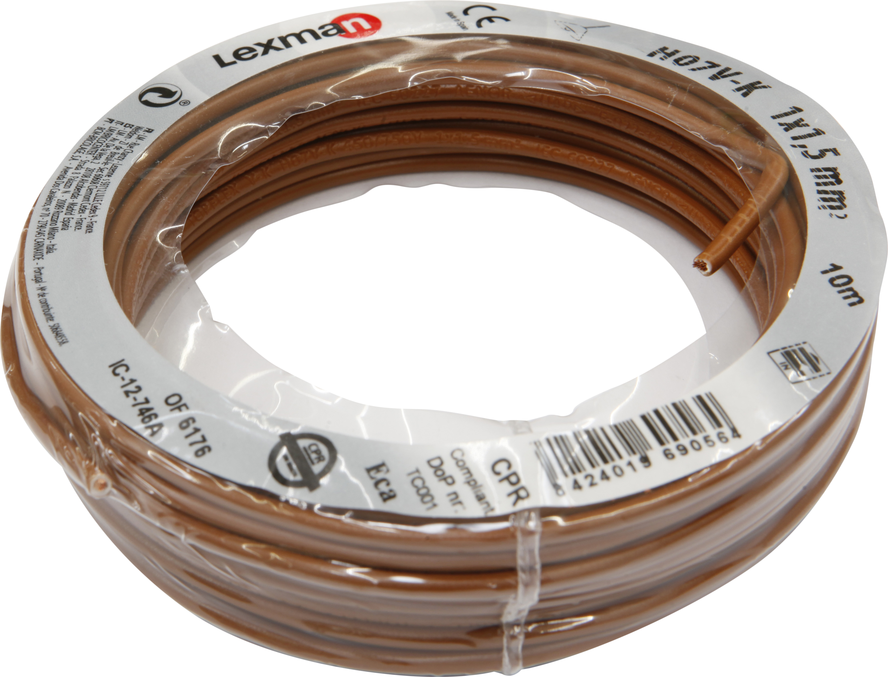 Cable lexman h07v-k marrón 1,5 mm² 10 m