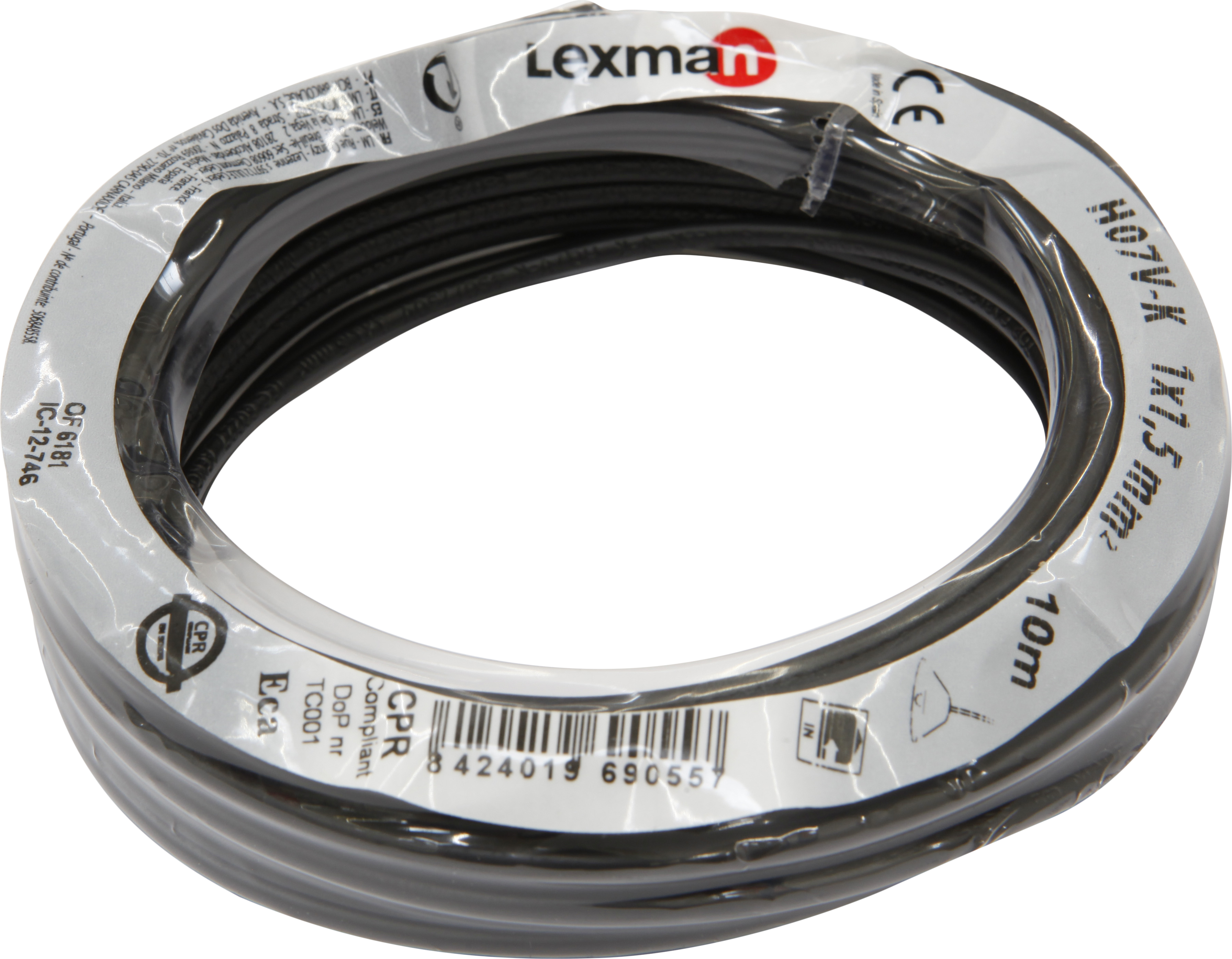 Cable lexman h07v-k negro 1,5 mm² 10 m