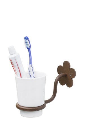 Dispensador de pasta dental Diseeth InnovaGoods con soporte para cepillos  blanco