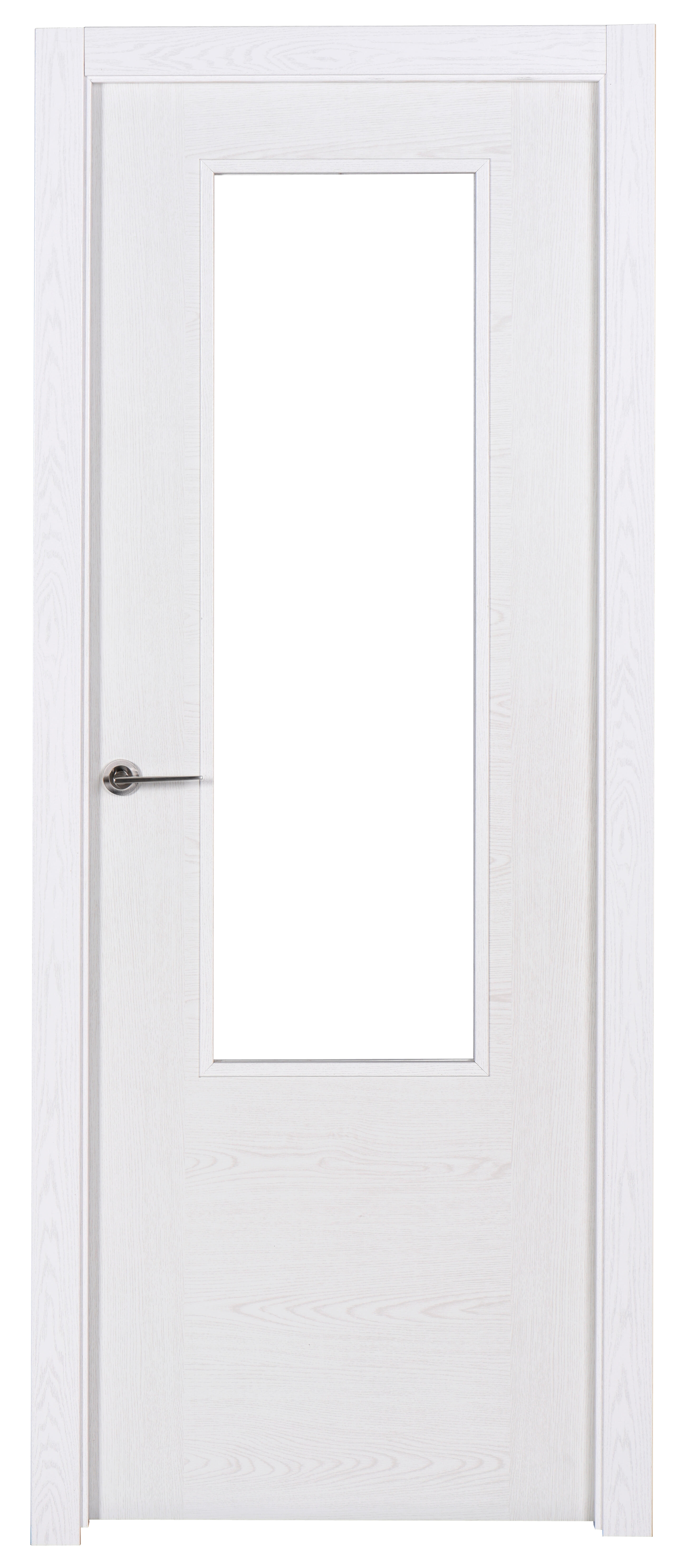 Puerta canarias blanco apertura derecha con cristal 72.5cm