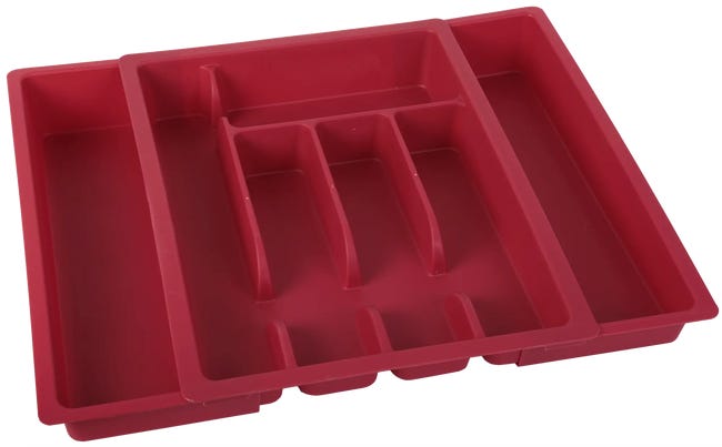 Cubertero extensible rojo de 28-48x38x6,5 cm