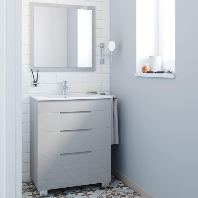 Mueble de baño Asimétrico plata x 45 cm | Leroy Merlin