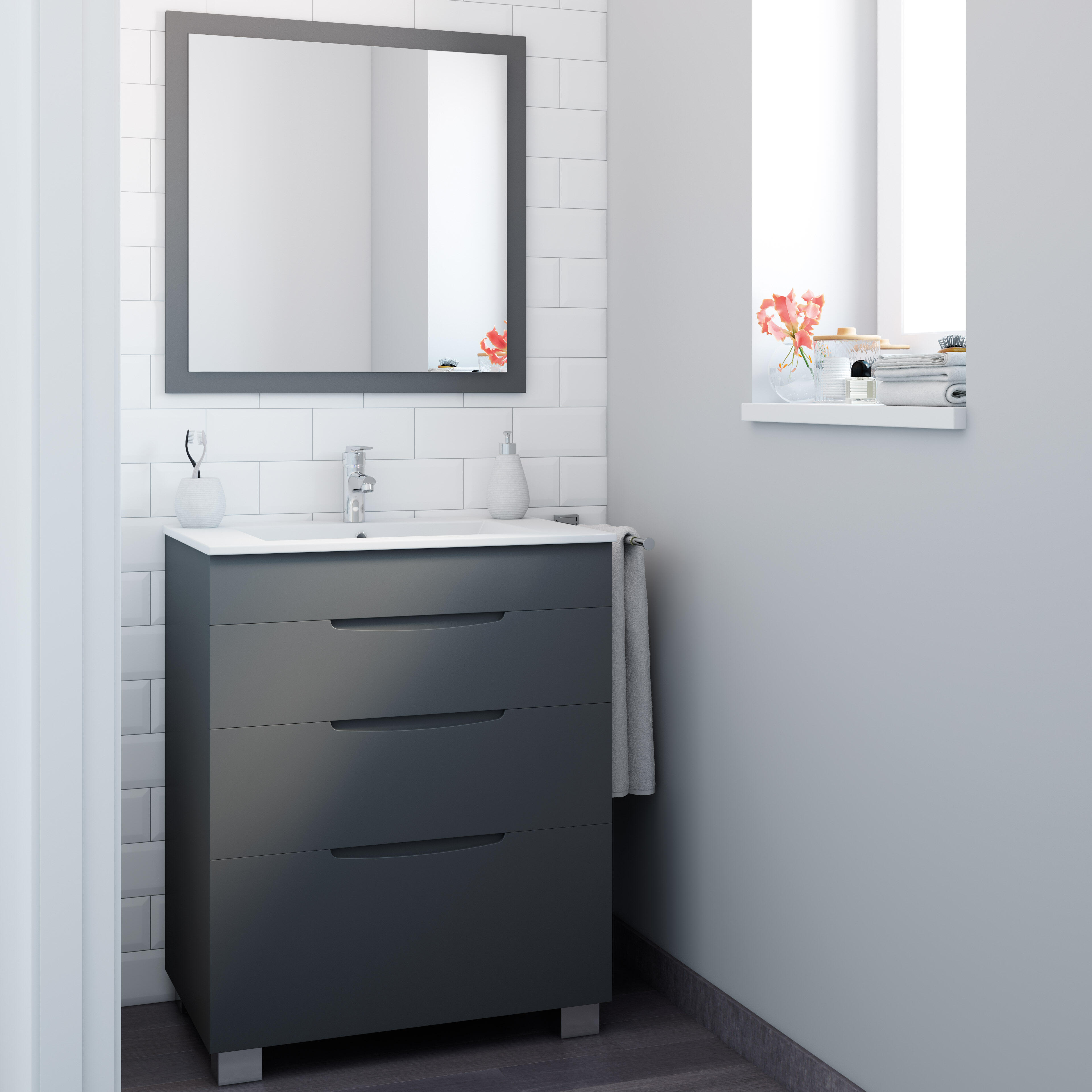 Mueble de baño asimétrico gris grafito 70x45 cm