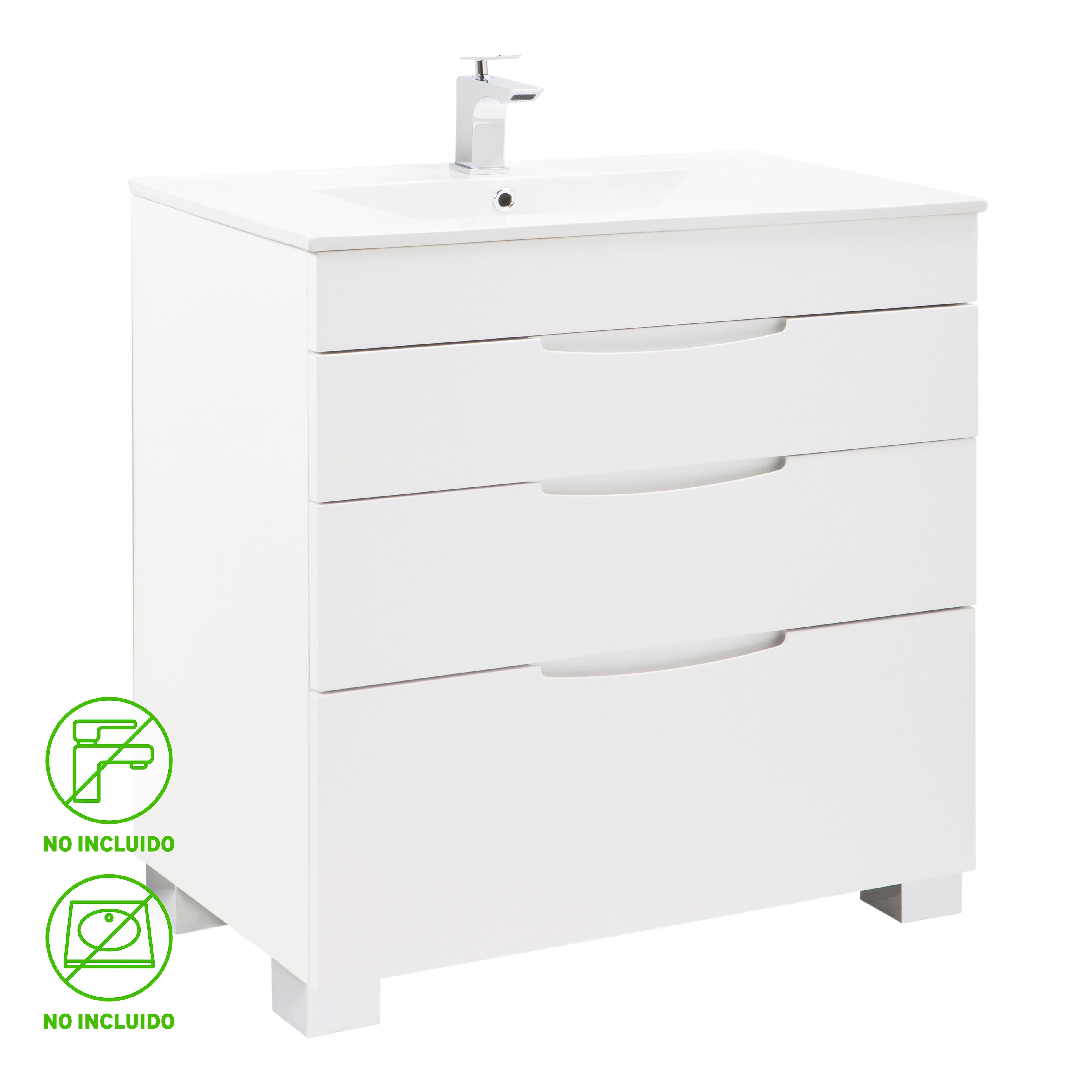 Mueble de baño asimétrico blanco 90x45 cm