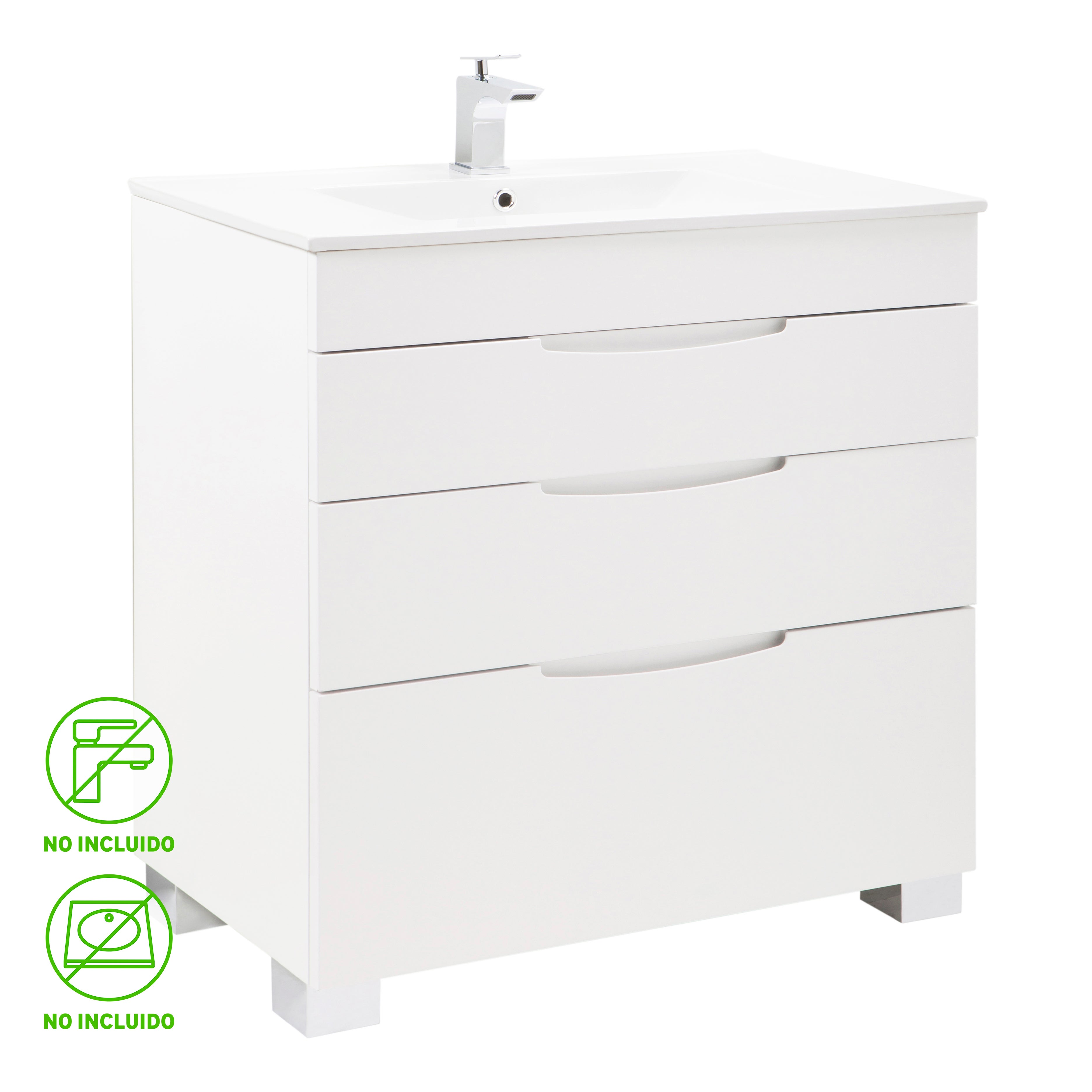 Mueble de baño asimétrico blanco 90x45 cm