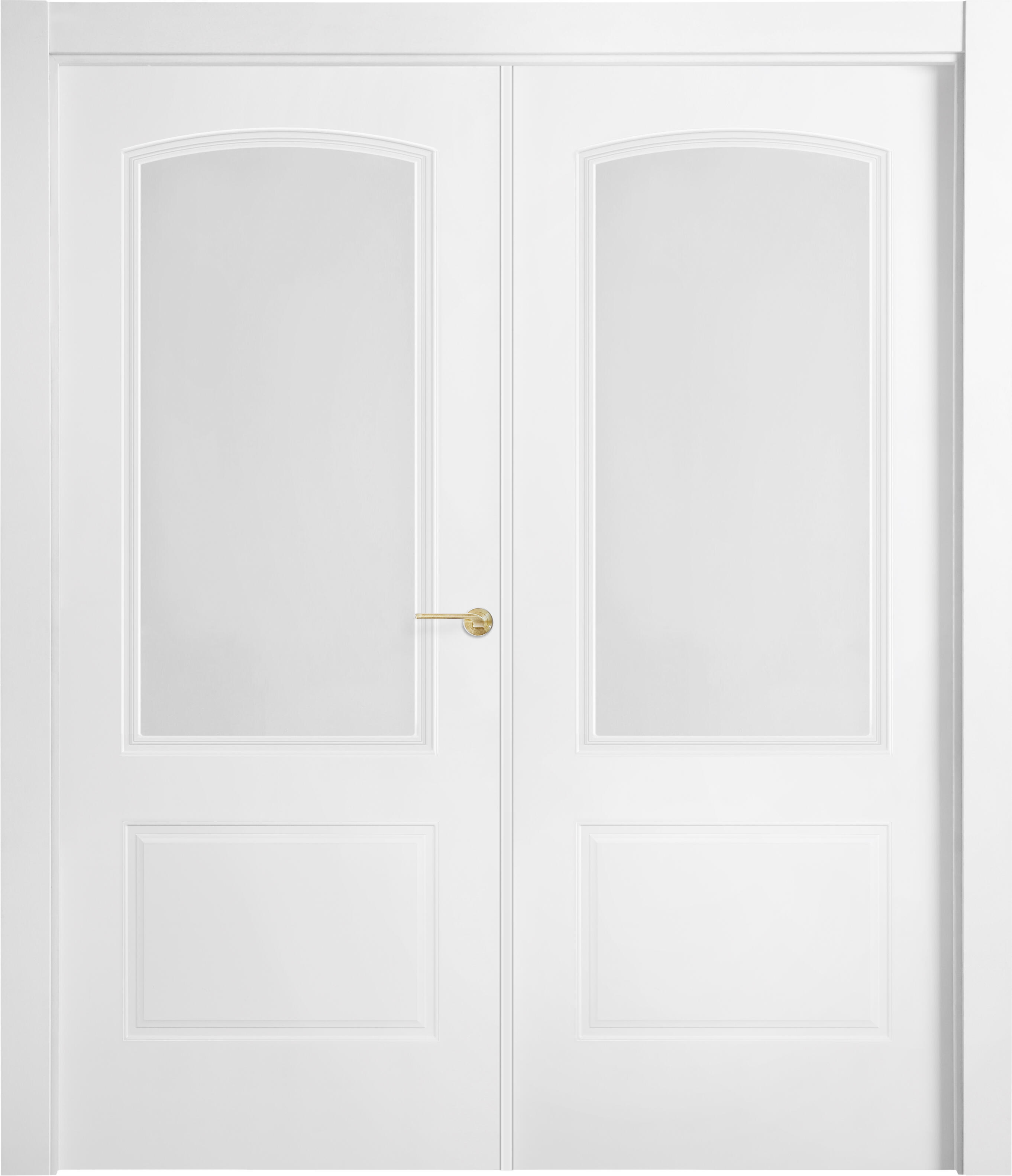 Puerta abatible berlin blanca line plus con cristal blanco derecha de 145 cm