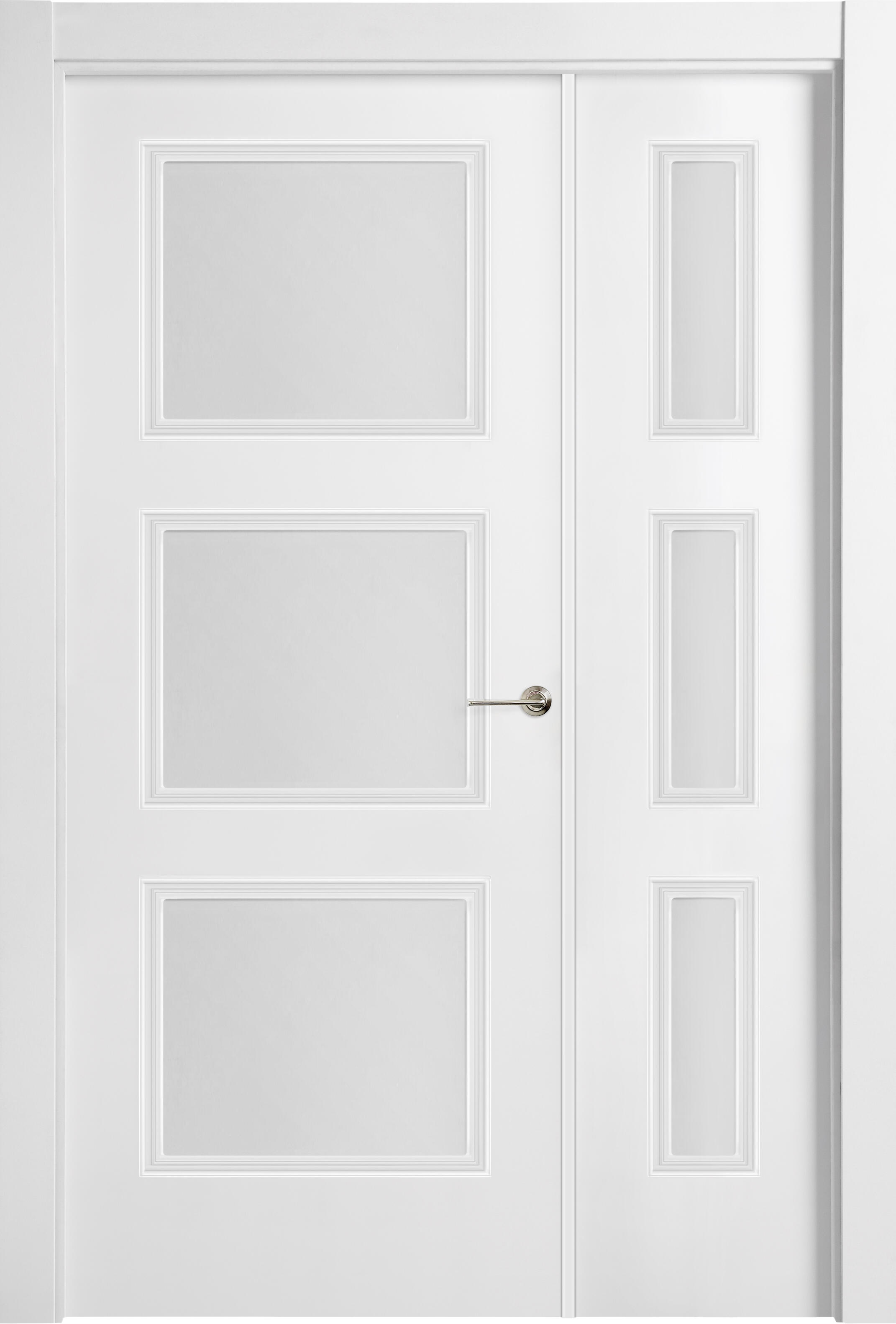 Puerta abatible monaco blanca line plus con cristal blanco derecha de 105 cm