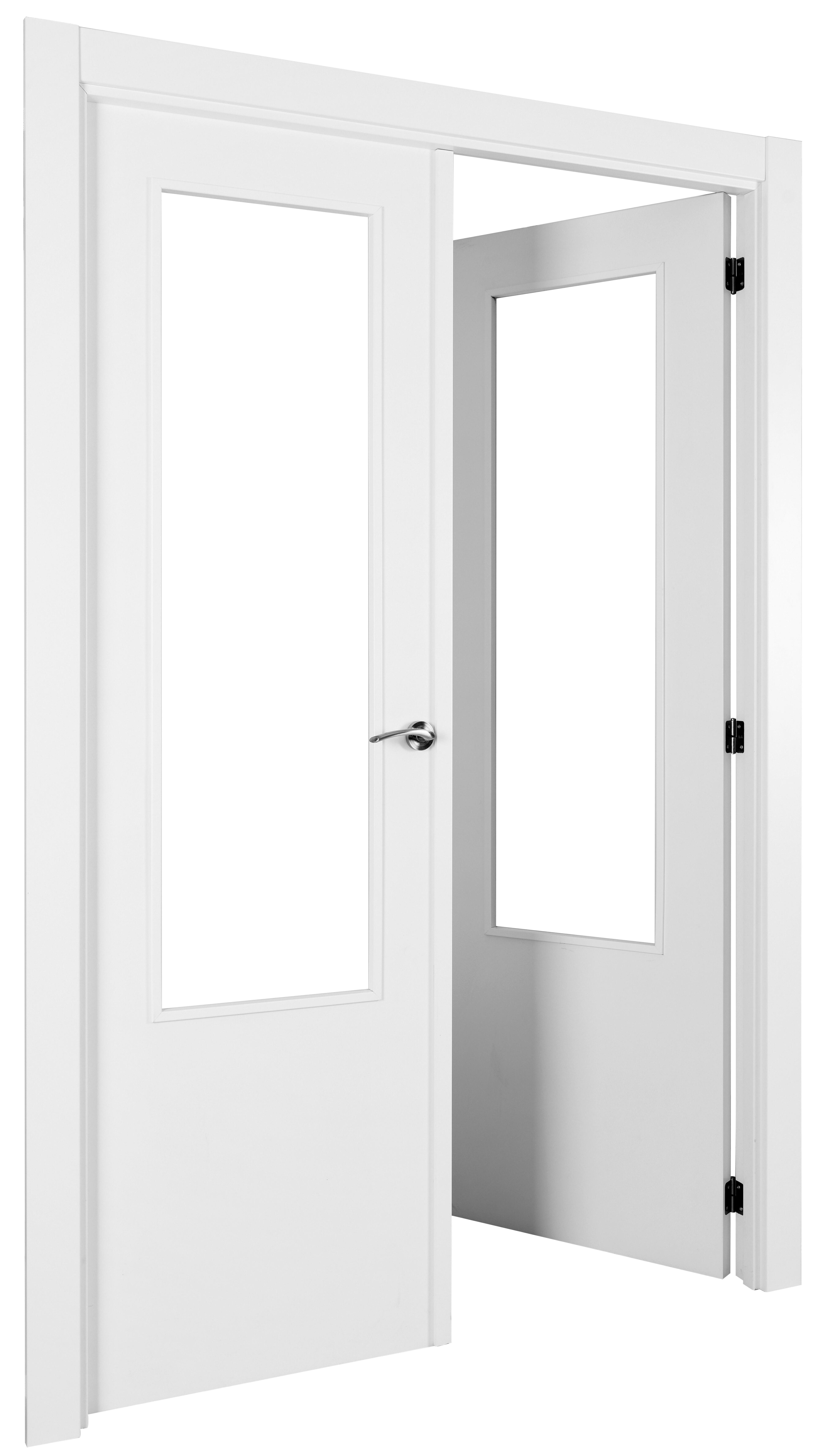 Puerta interior abatible bari blanco line apertura derecha con cristal 125cm