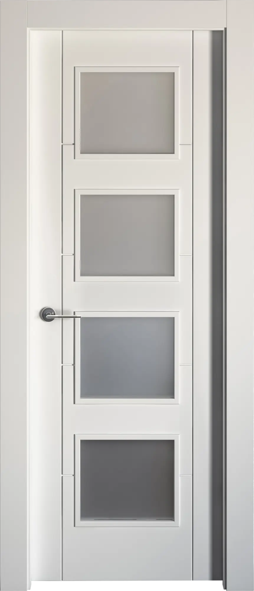 Puerta noruega plus blanco apertura derecha con cristal 82.5cm
