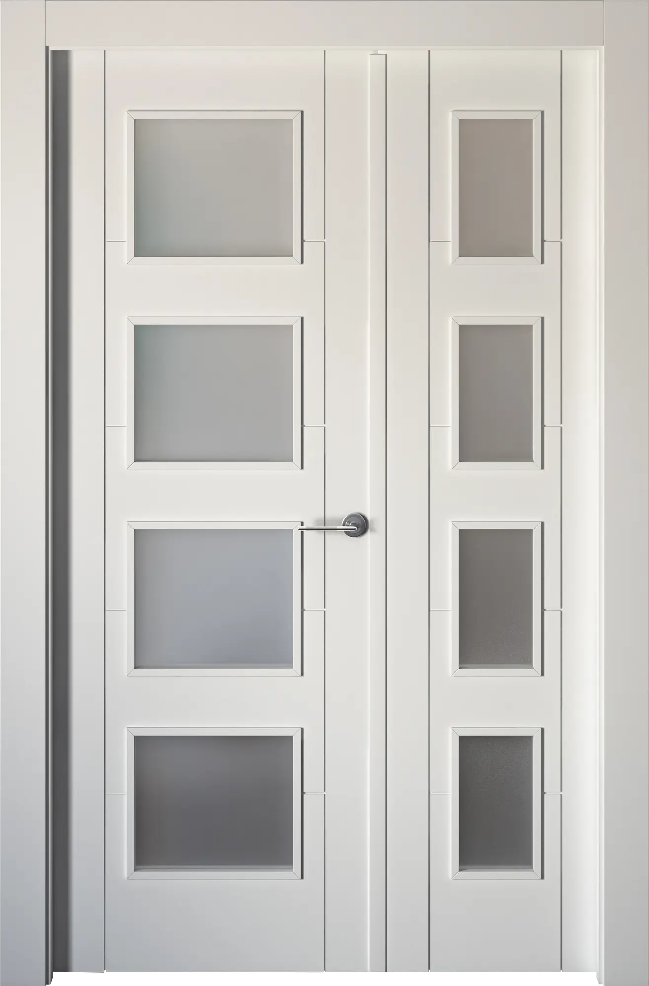 Puerta abatible noruega blanca line plus con cristal blanco izquierda de 105