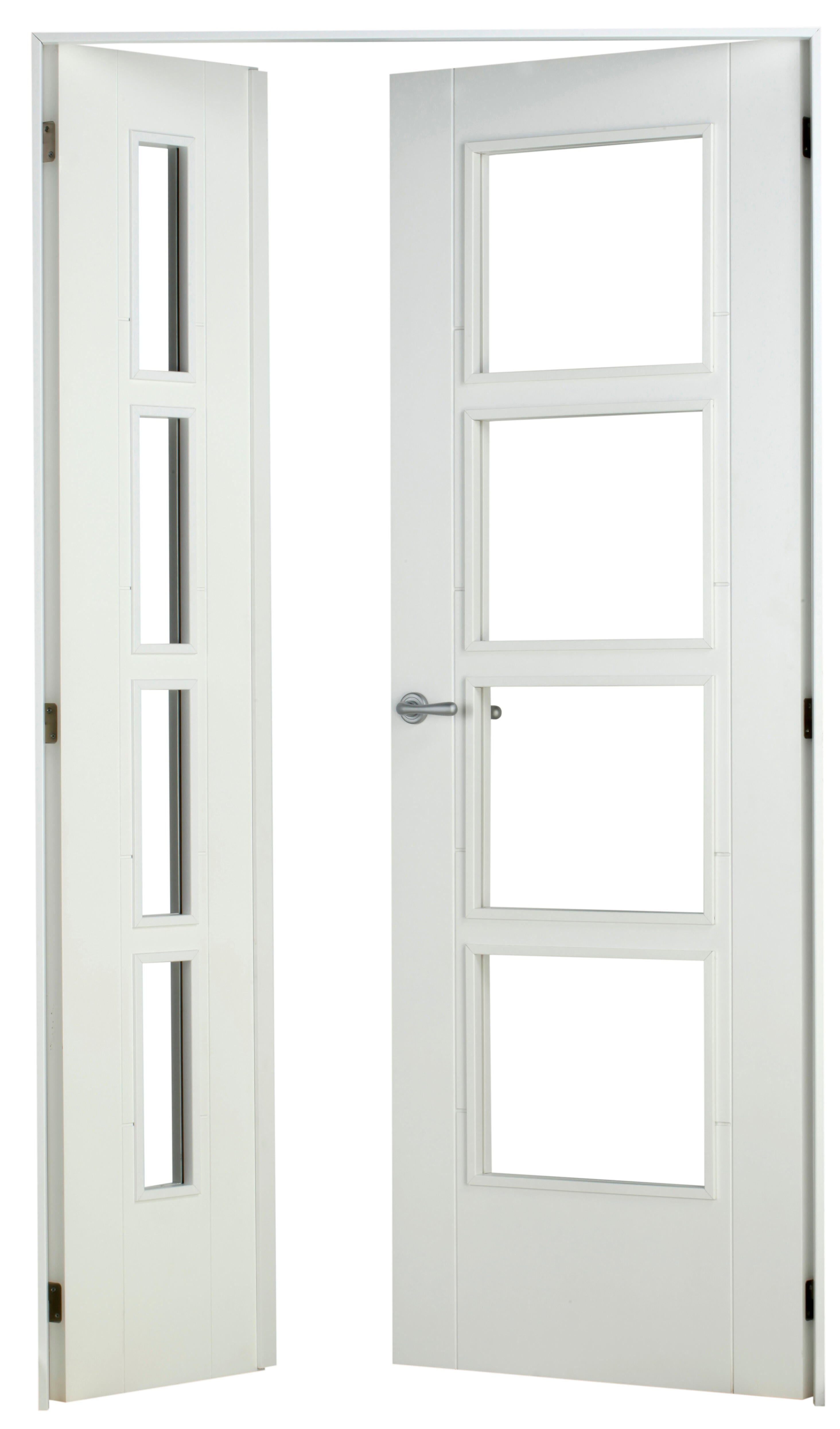 Puerta noruega plus blanco apertura derecha con cristal 125cm