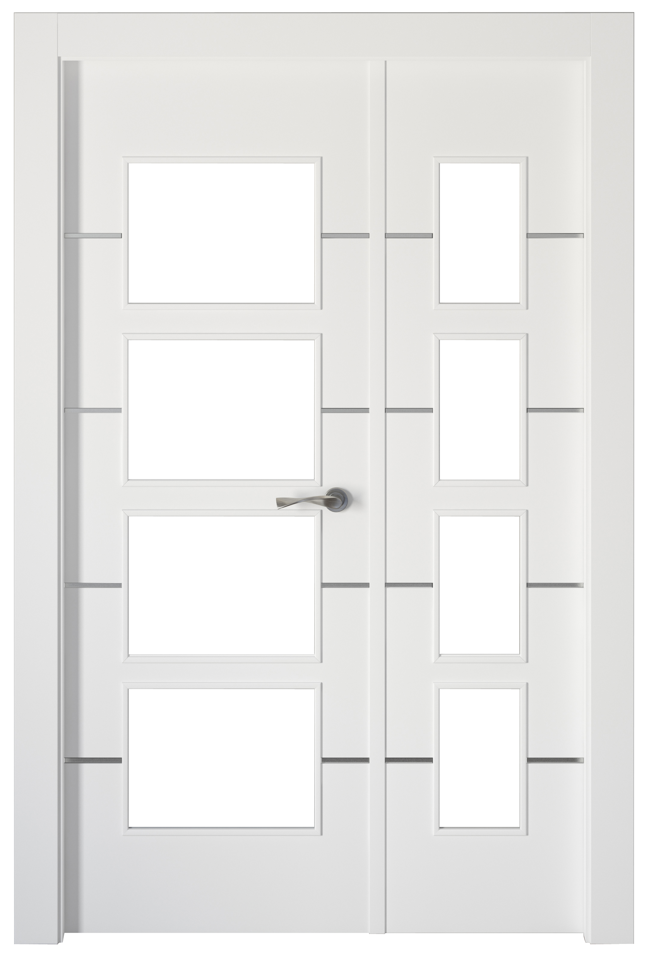 Puerta individual con marco paris blanca premium blanco izquierda con cristal de