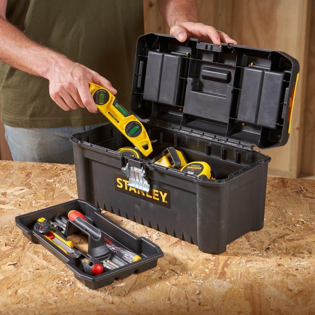 Caja de herramientas Stanley, Negro, amarillo, Plástico, Caja de