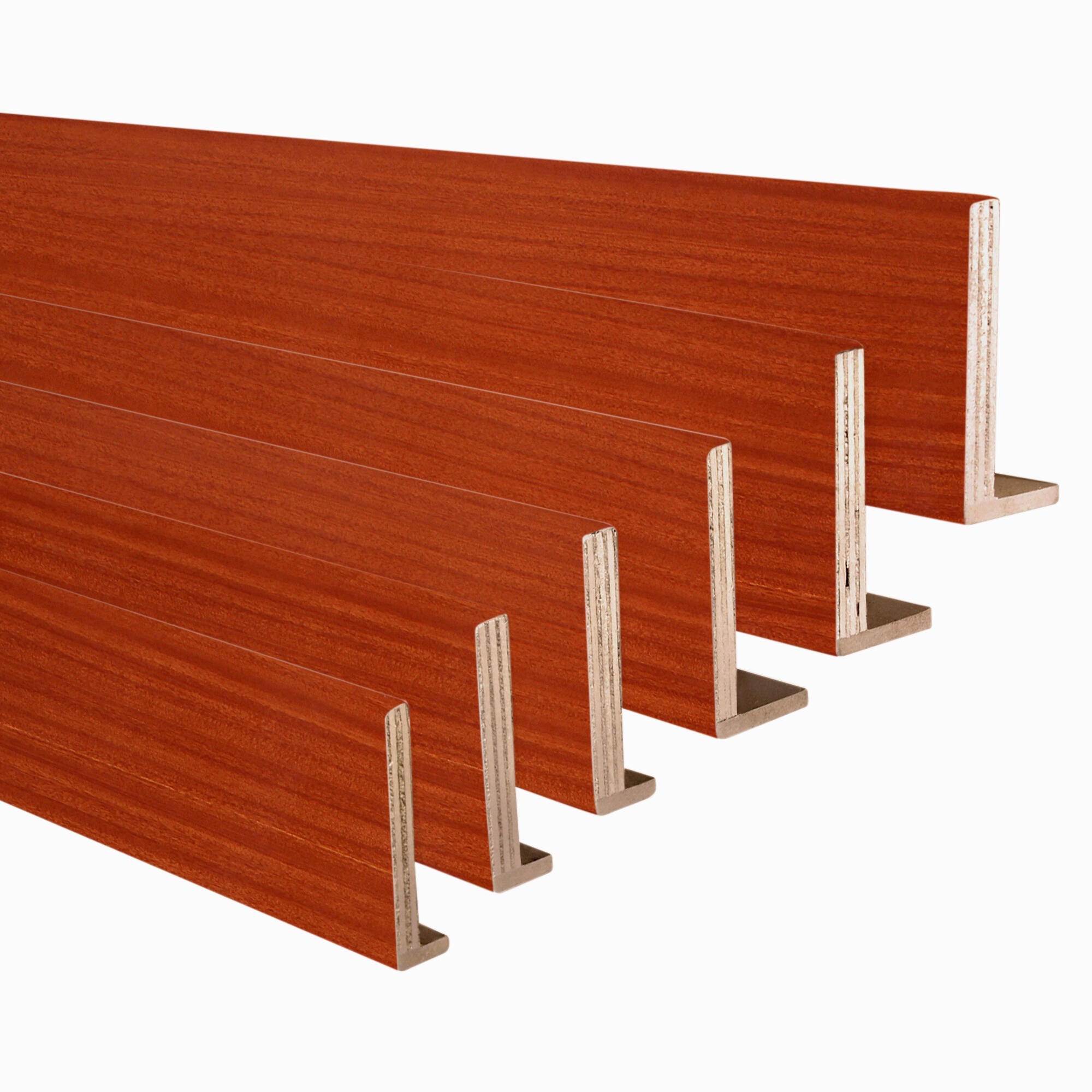 Kit de 6 tapetas en l de madera sapelly 80 x 10-80 x 12 mm