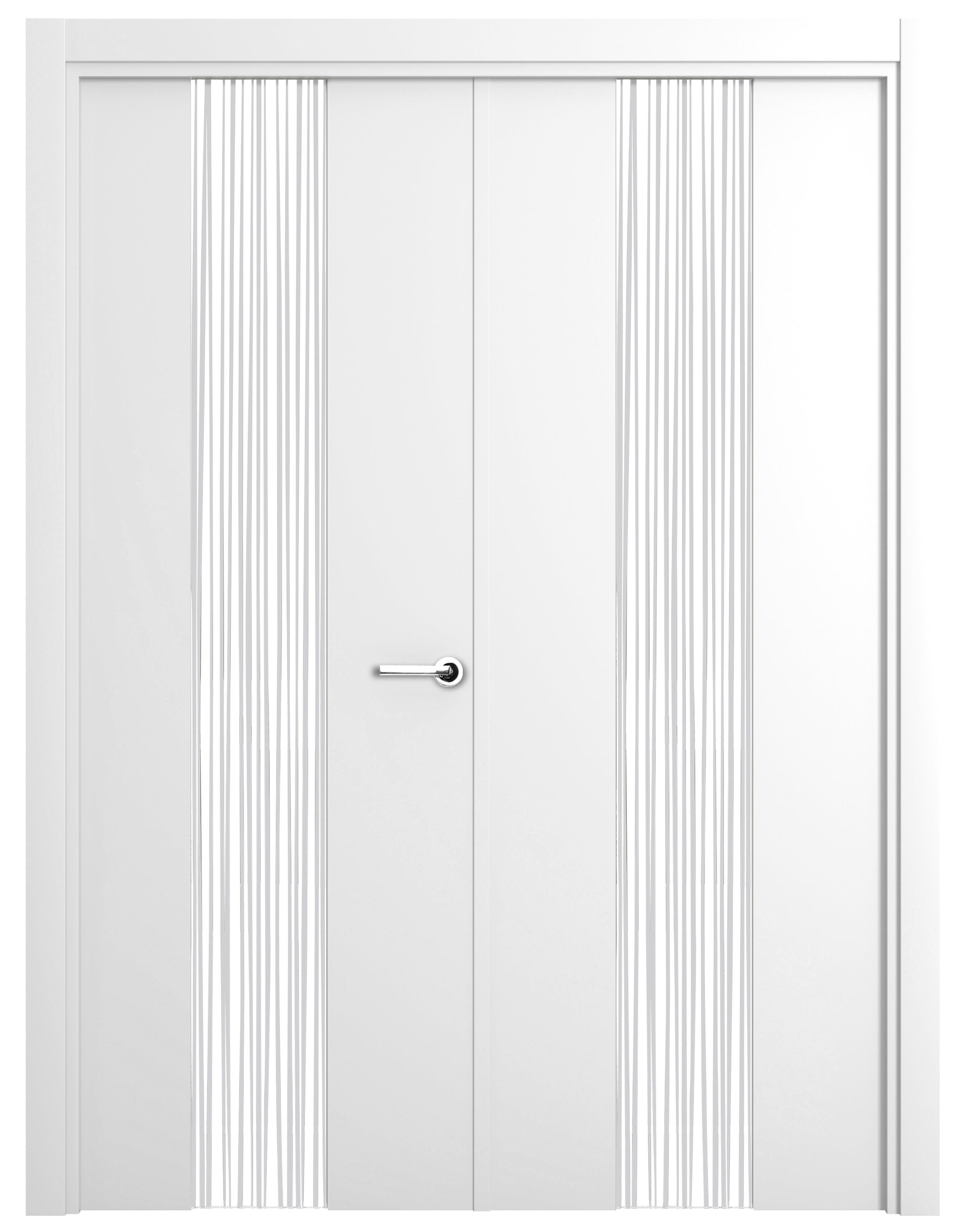 Puerta abatible quevedo blanca premium con cristal blanco izquierda de 165 c