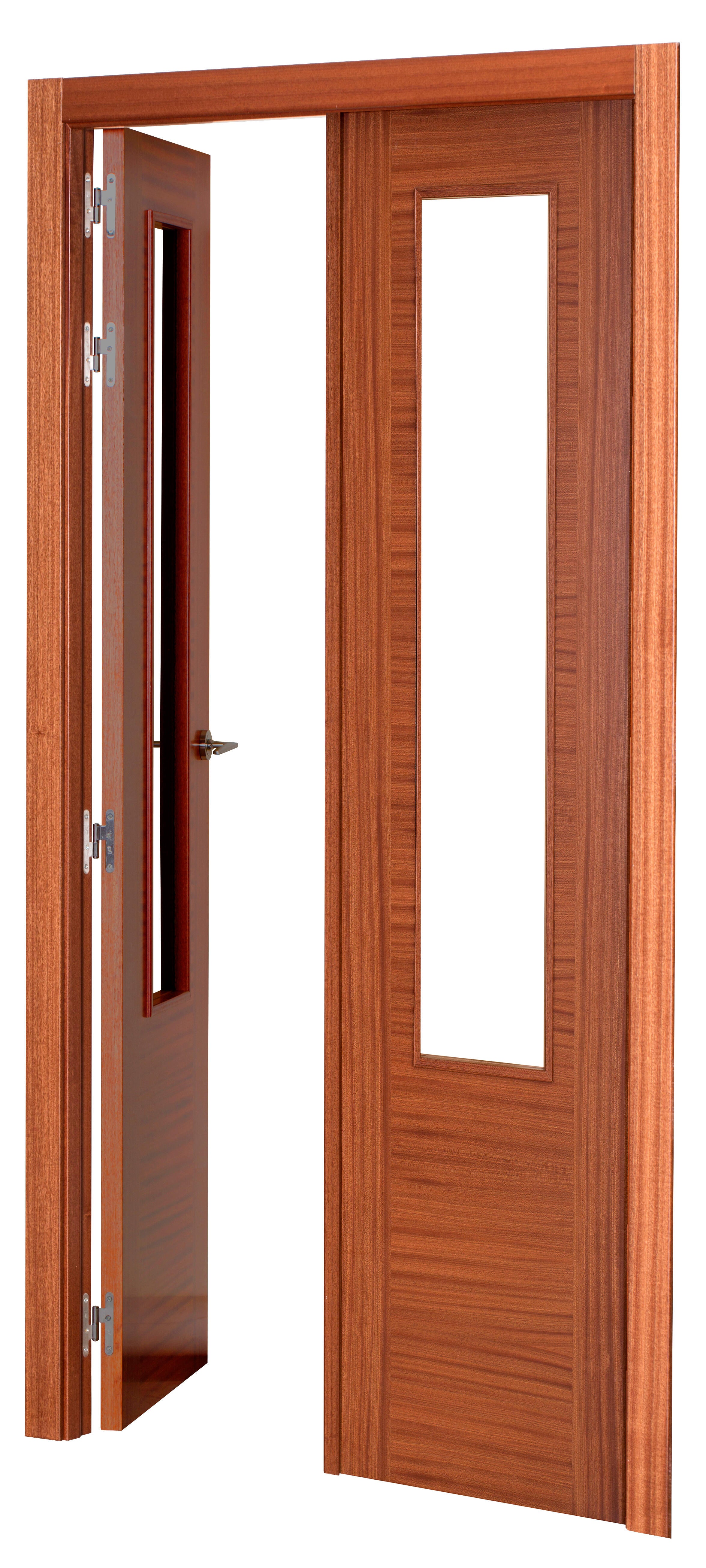 Puerta niza plus sapelly apertura izquierda con cristal 125cm