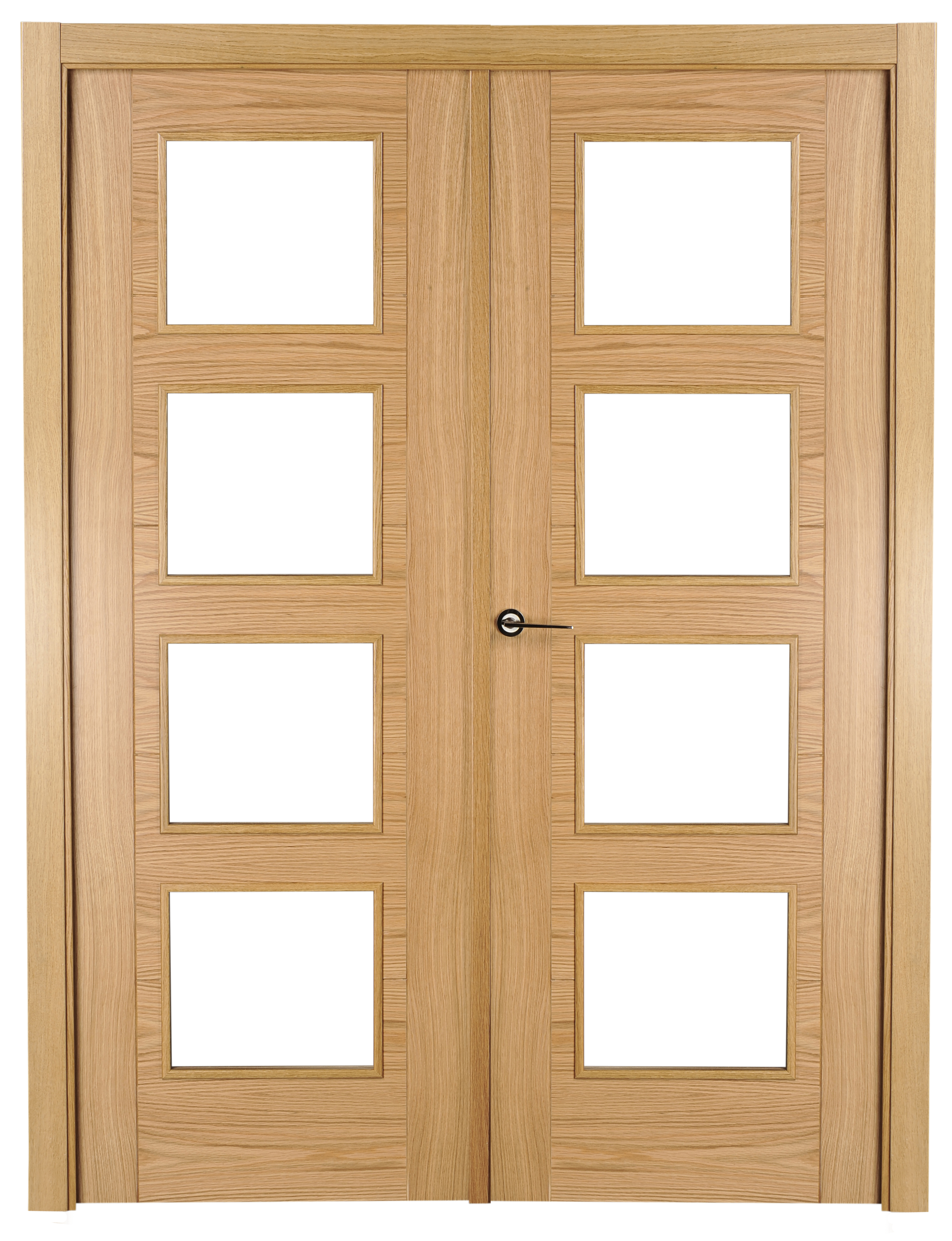 Puerta noruega roble apertura derecha con cristal 145cm