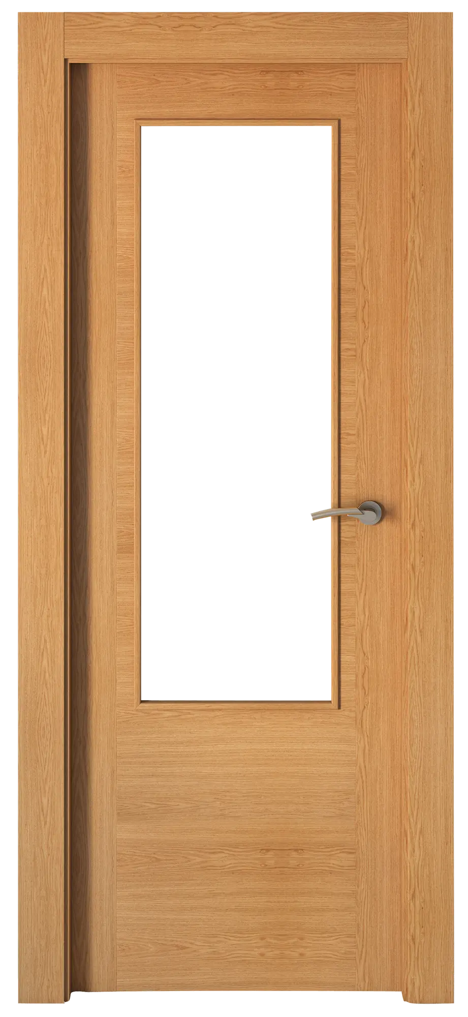 Puerta niza plus roble apertura izquierda con cristal 62.5cm