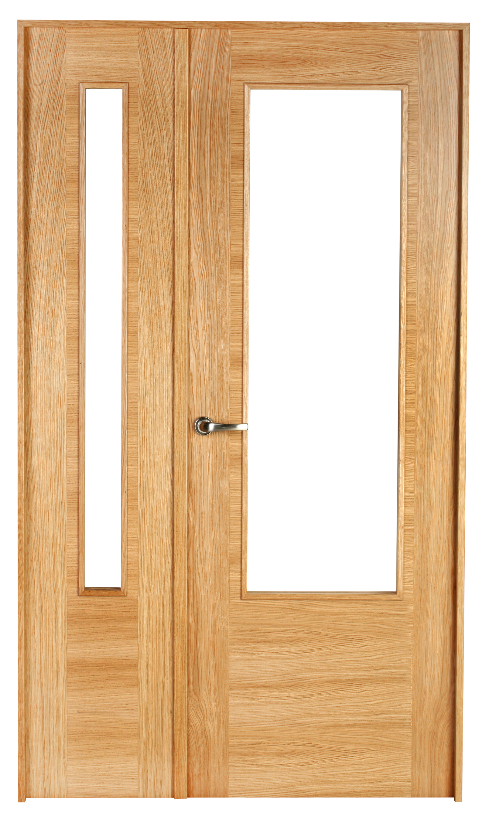 Puerta niza plus roble apertura derecha con cristal 145cm