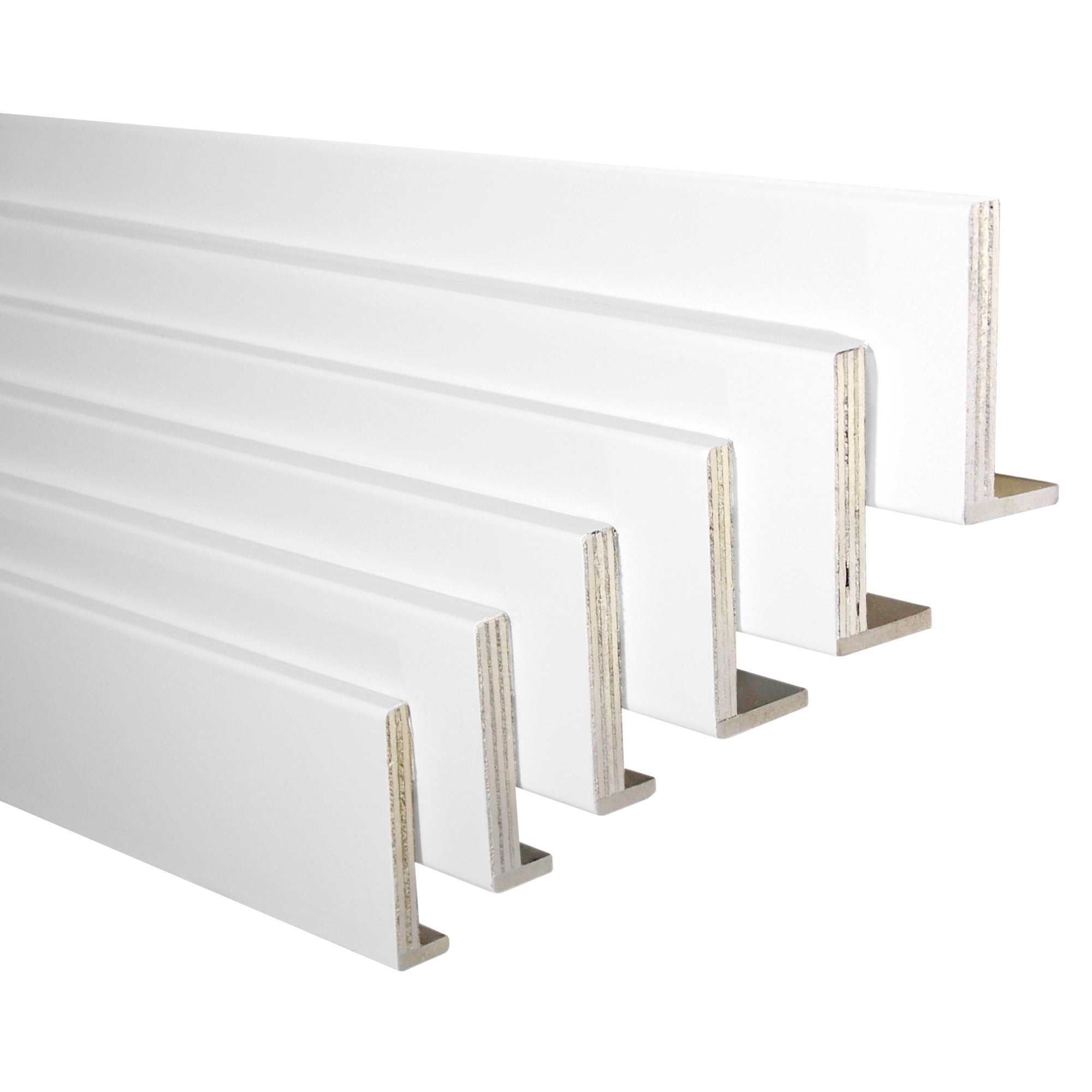 Kit de 6 tapetas en l mdf blanco 80 x 12/10 mm de la marca Sin marca