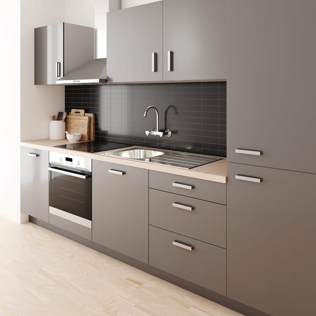 Grifo de cocina bimando pared GROHE ca o alto L Costa cromado