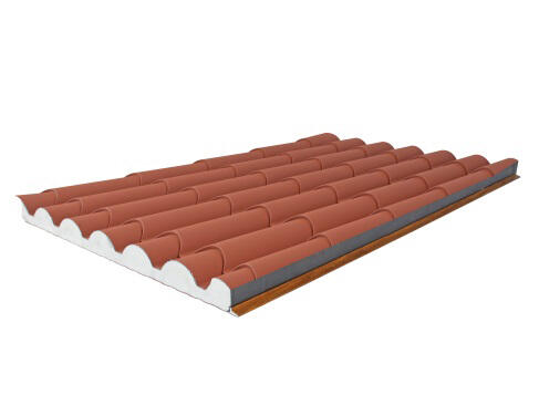 Placa aislada imitacion teja rojo/madera 3500x1000 mm
