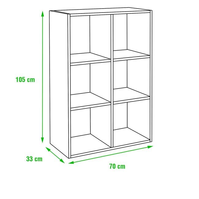 Estantería Dinamic modular con 6 cubos de madera maciza de pino  105,4x70,8x33cm