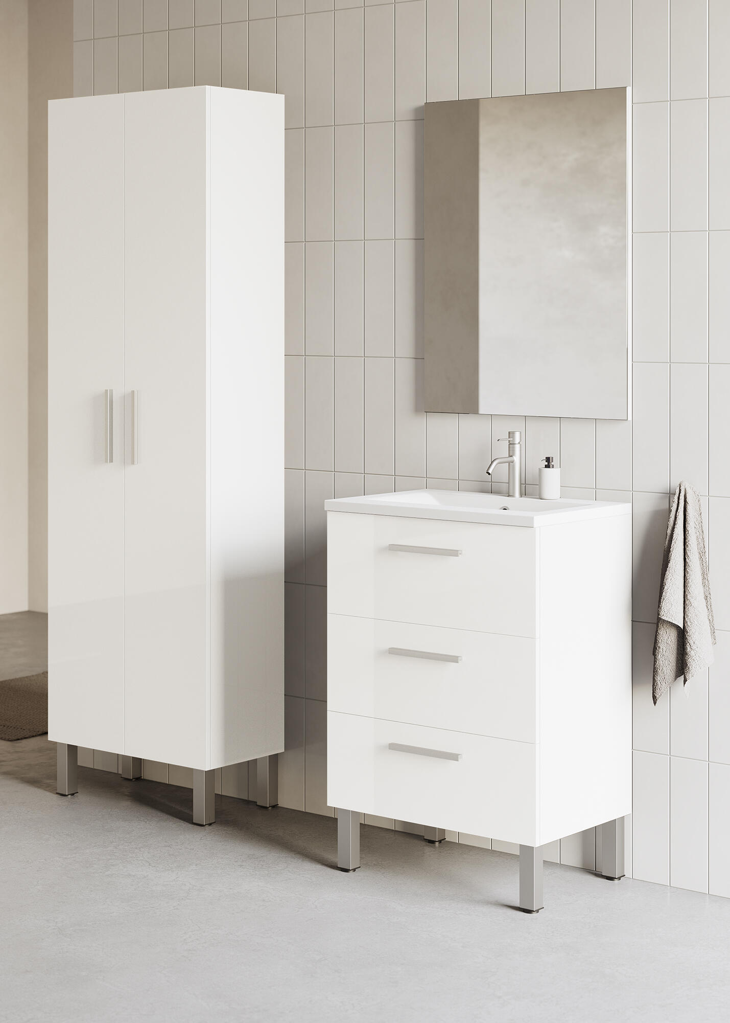 guión Escribe un reporte Lavar ventanas Mueble de baño Madrid blanco 60 x 40 cm | Leroy Merlin