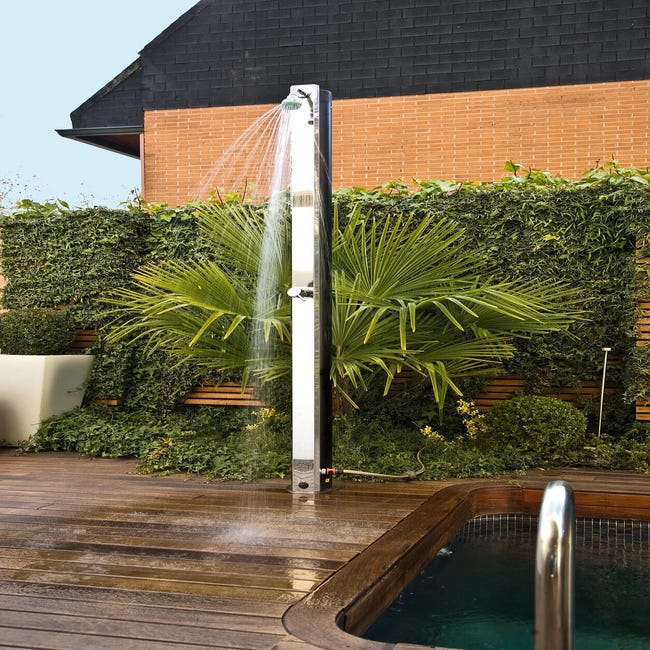  Ducha solar modelo A3 – acero inoxidable cepillado 7 galones  jardín ducha piscina ducha al aire libre : Patio, Césped y Jardín