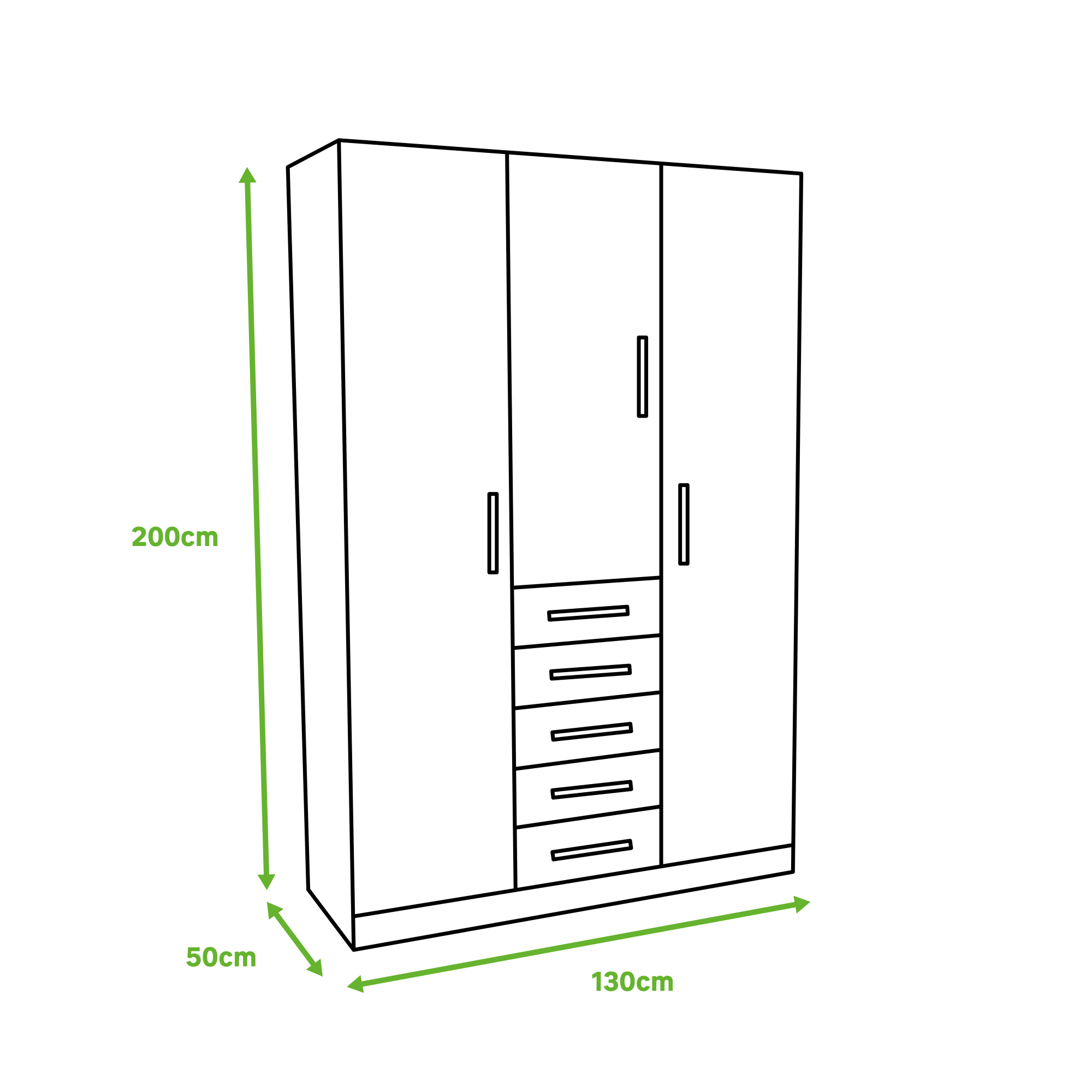 Armario ropero K9235 abatible 3 puertas y 5 200x130x50cm | Leroy Merlin