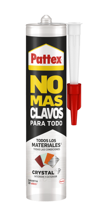 Pack de 6 unidades Pattex NO MÁS CLAVOS Invisible en Tubo. Masilla para  colgar sin taladrar la pared. Pega Madera, Aluminio, Piedra, Yeso, Cemento