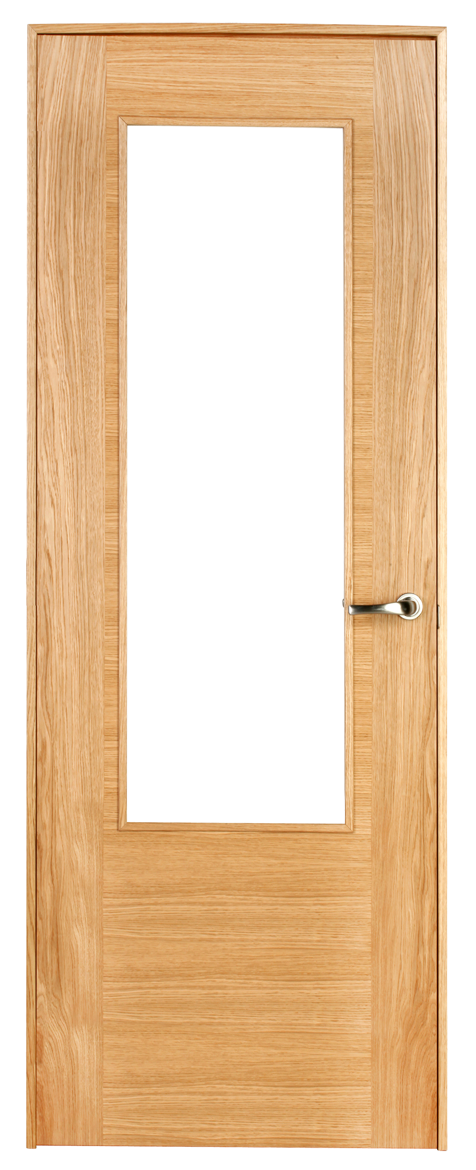 Puerta niza plus roble apertura izquierda con cristal 9x72.5cm