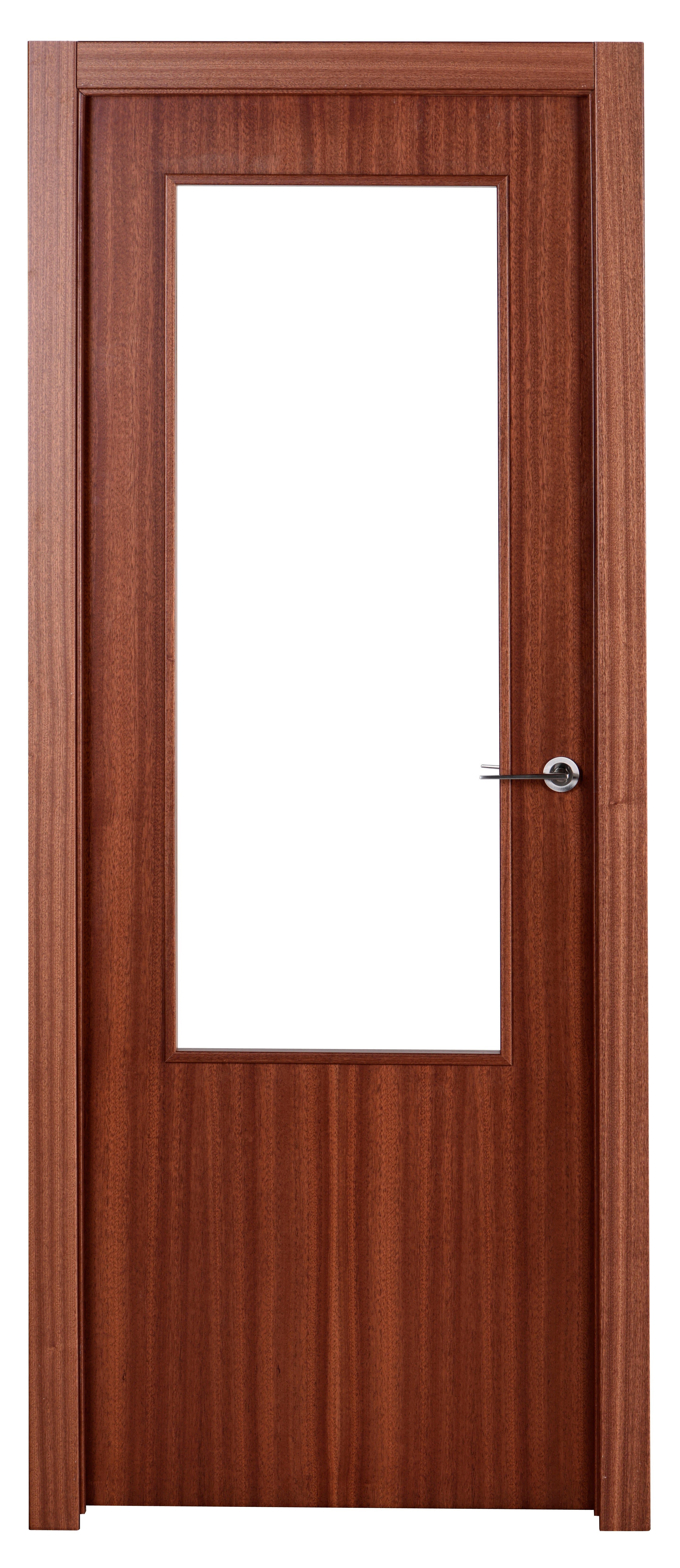 Puerta abatible lisboa sapelly line plus con cristal sapelly izquierda de 62.5x2
