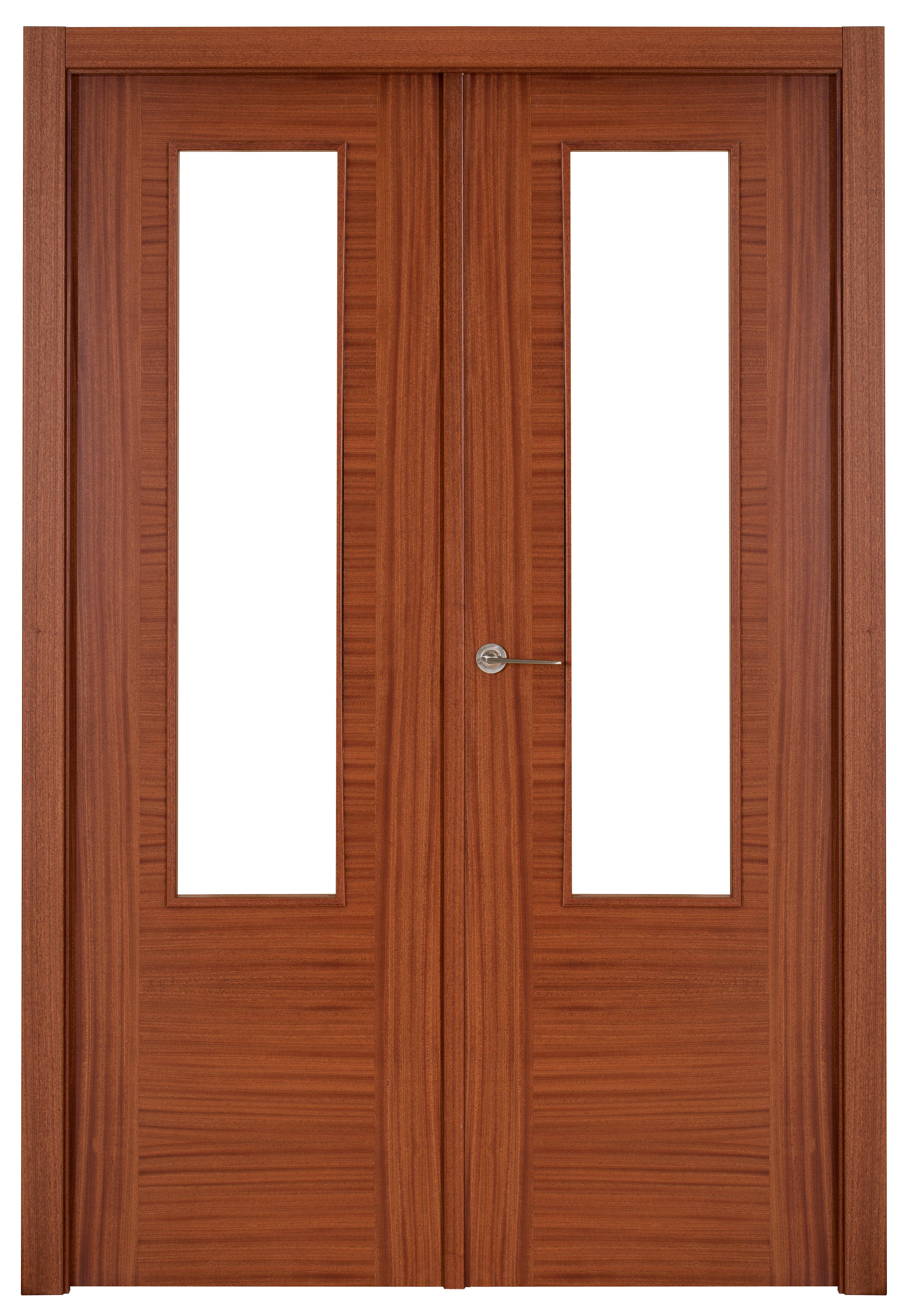 Puerta abatible niza sapelly line plus con cristal sapelly derecha de 145 cm