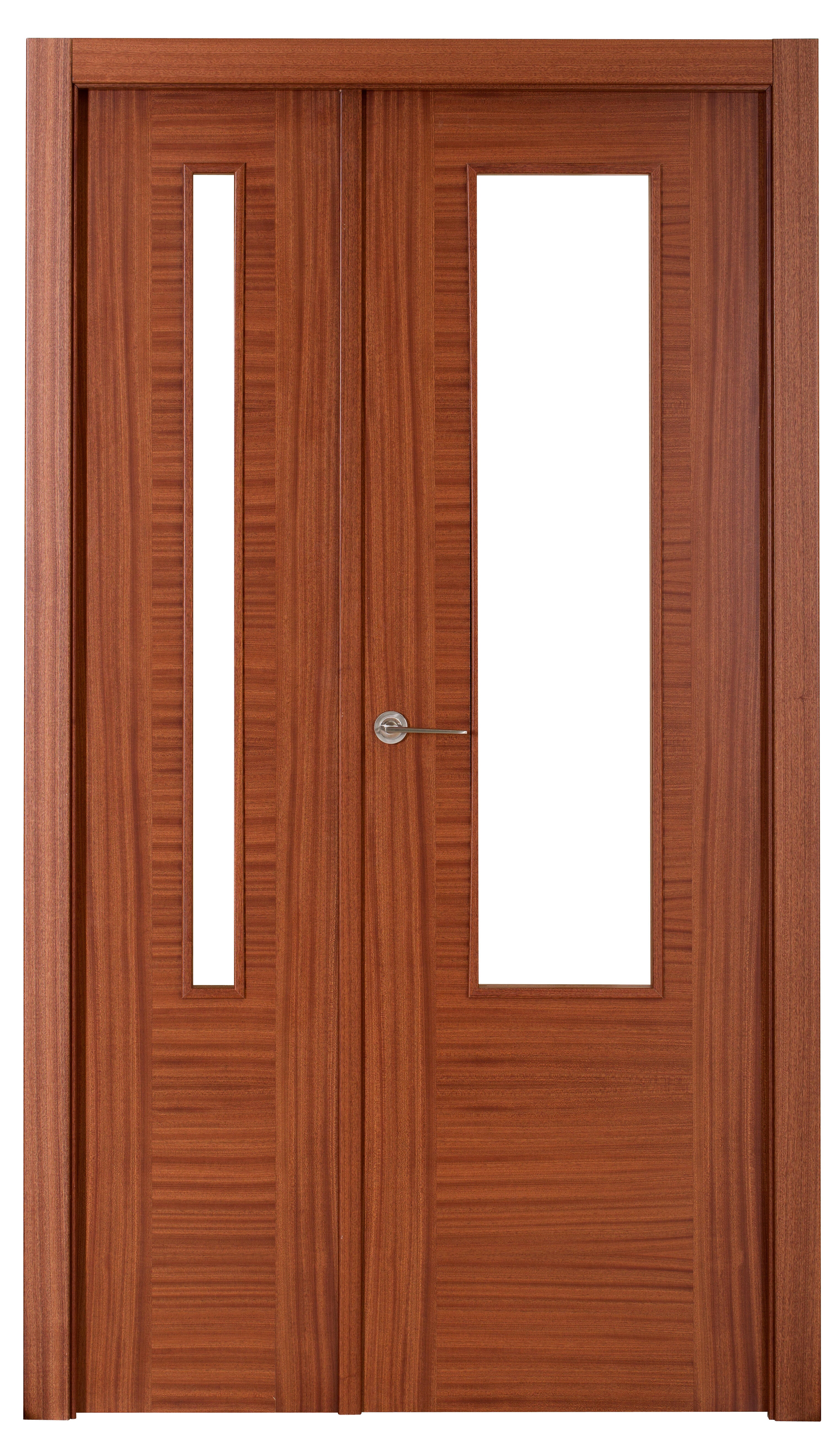 Puerta abatible niza sapelly line plus con cristal sapelly derecha de 115 cm