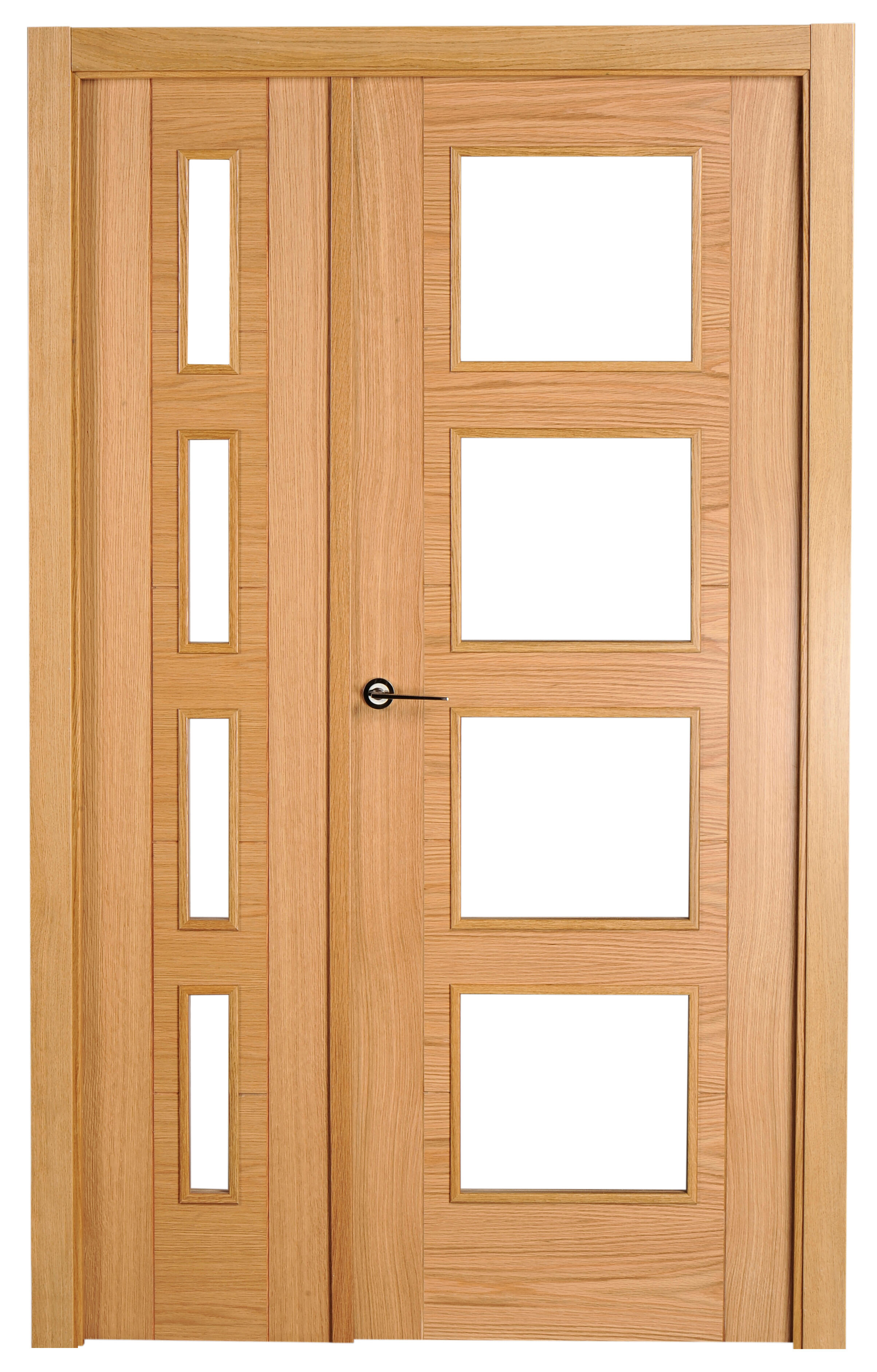 Puerta noruega roble apertura derecha con cristal 9x115cm