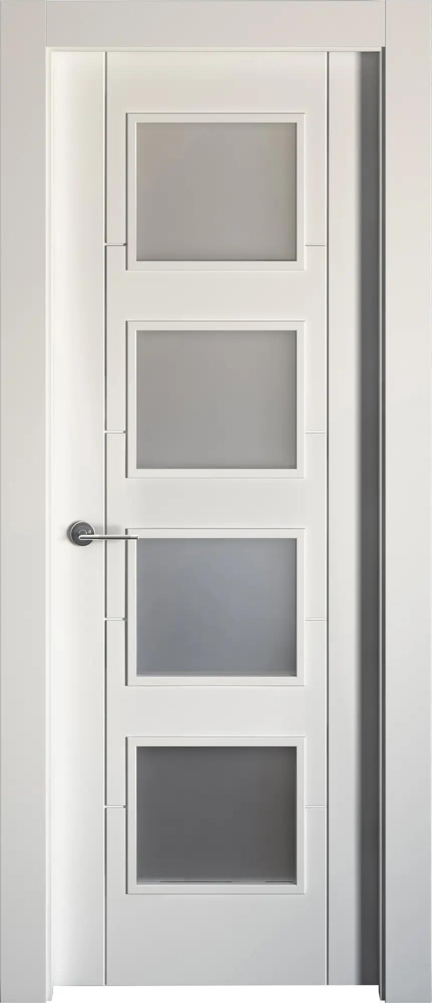Puerta noruega plus blanco apertura derecha con cristal 9x 92.5cm