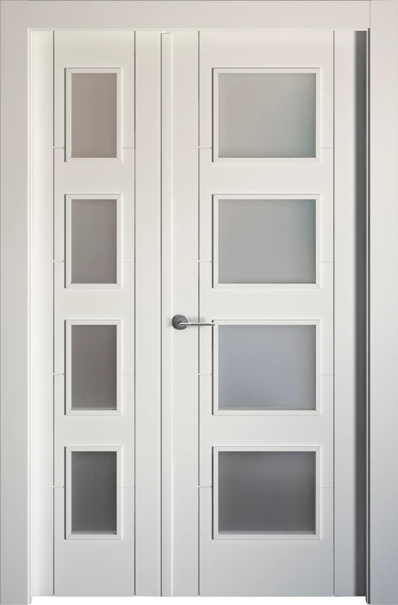 Puerta noruega plus blanco apertura derecha con cristal 9x125cm