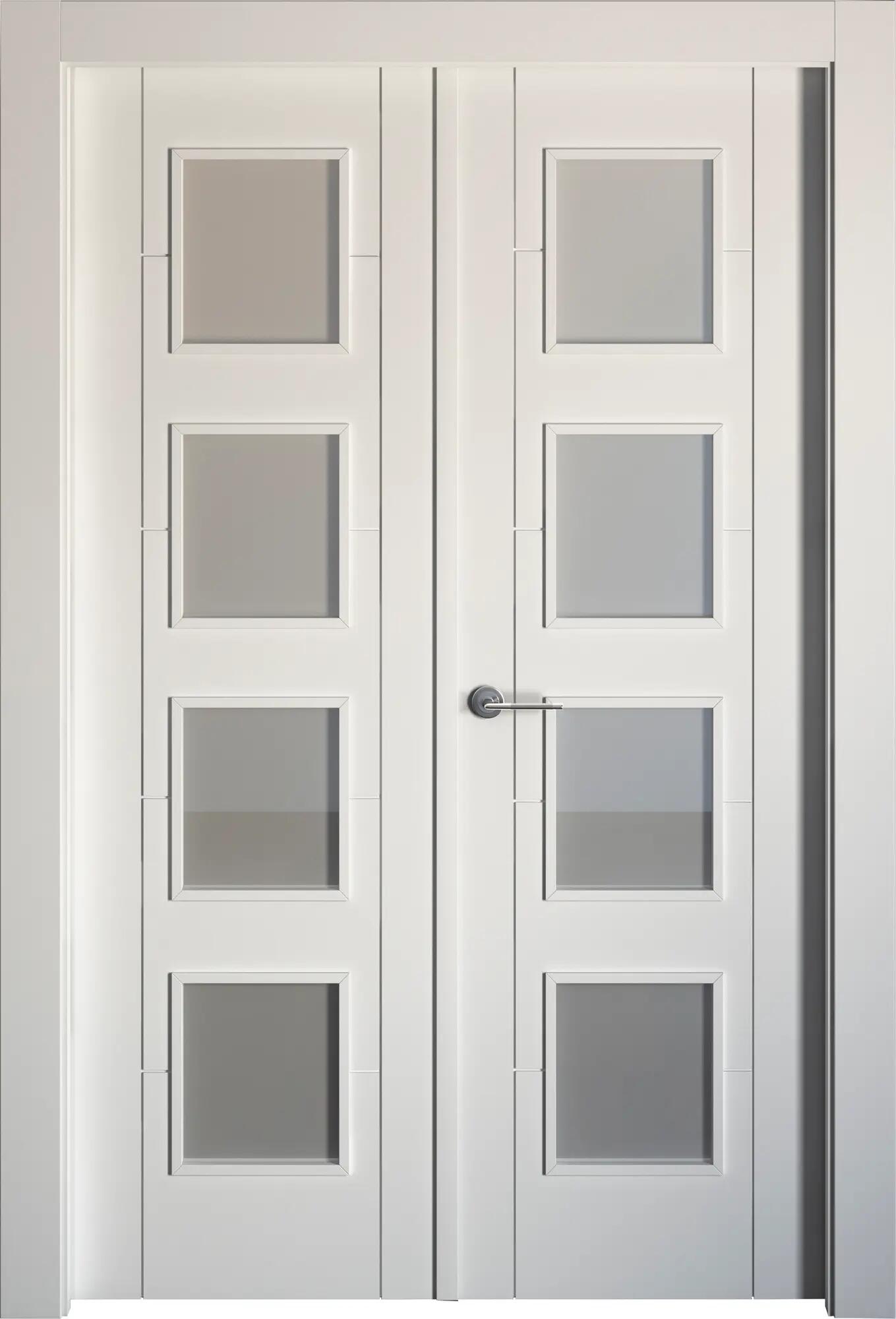 Puerta noruega plus blanco apertura derecha con cristal 9x145cm