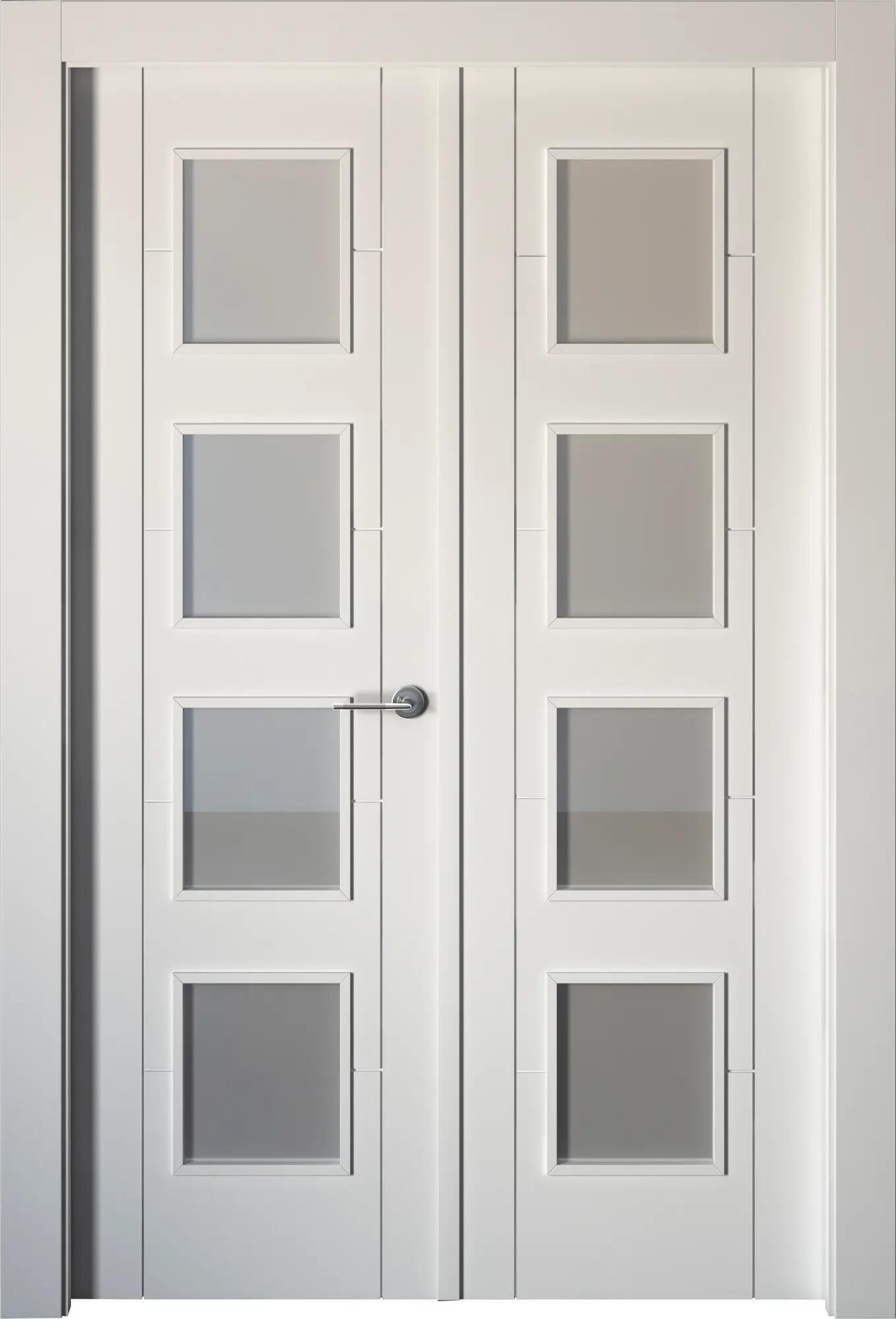 Puerta abatible noruega blanca line plus con cristal blanco izquierda de 125